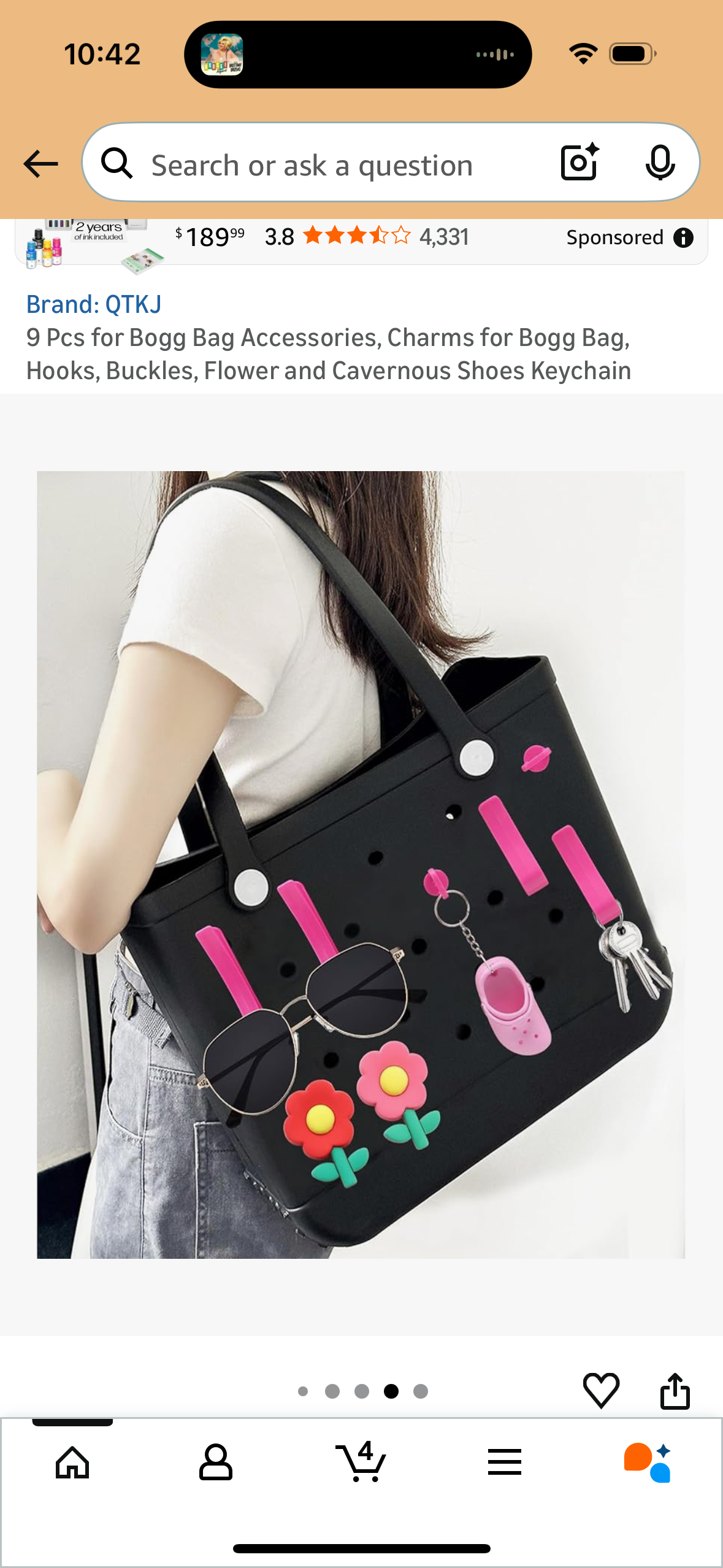 9 Pcs for Bogg Bag Accessories, Charms for Bogg Bag, Hooks, Buckles, Flower and Cavernous Shoes Keychain