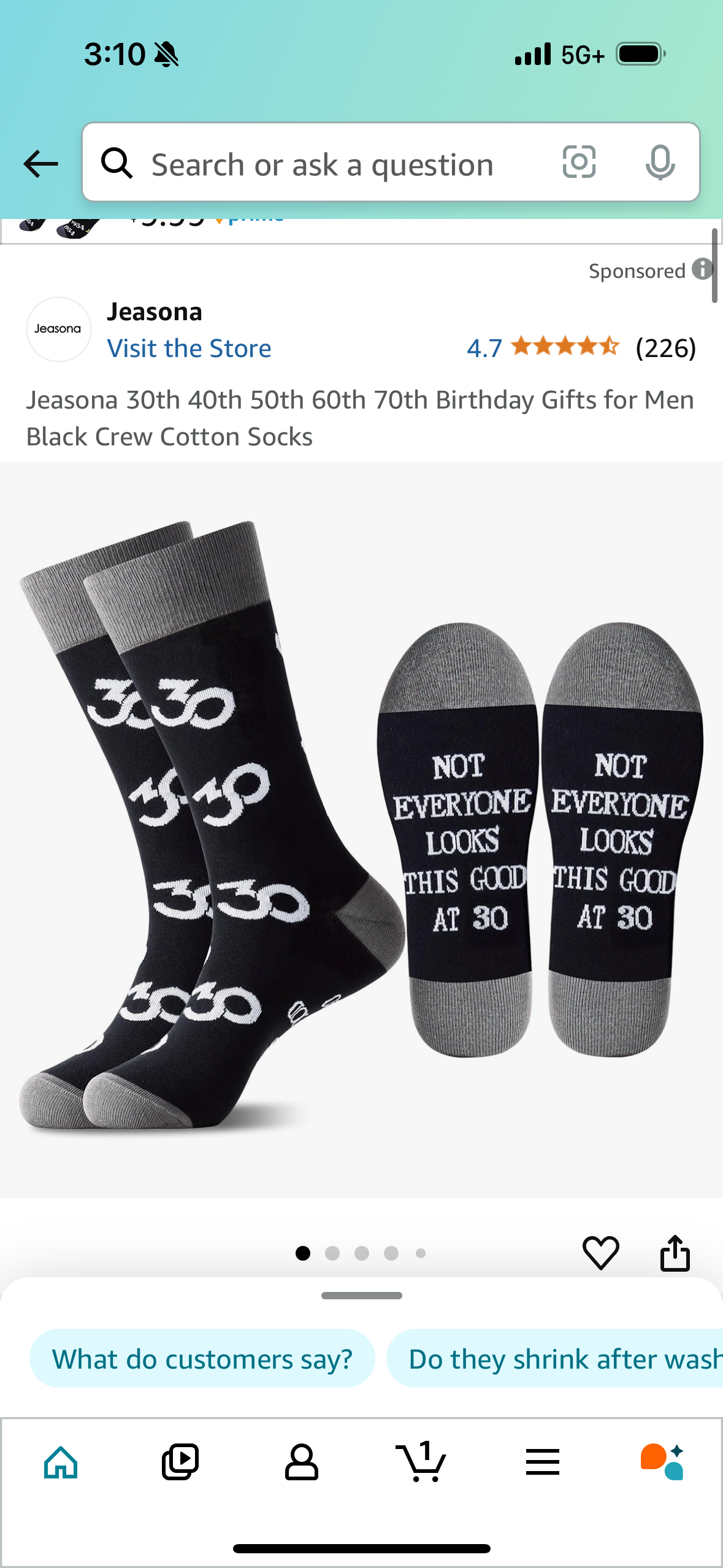 30th Birthday Gifts for Men Black Crew Cotton Socks