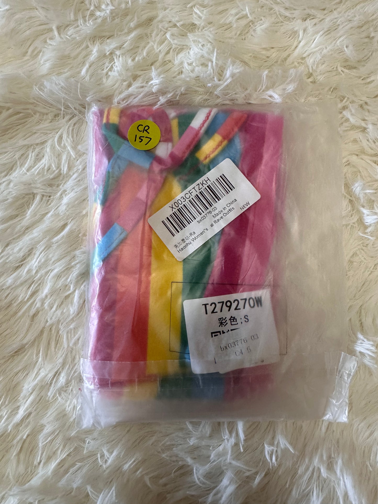 Haoohu Women's Colorful Stripe T-Rainbow Blouse (Size Small)