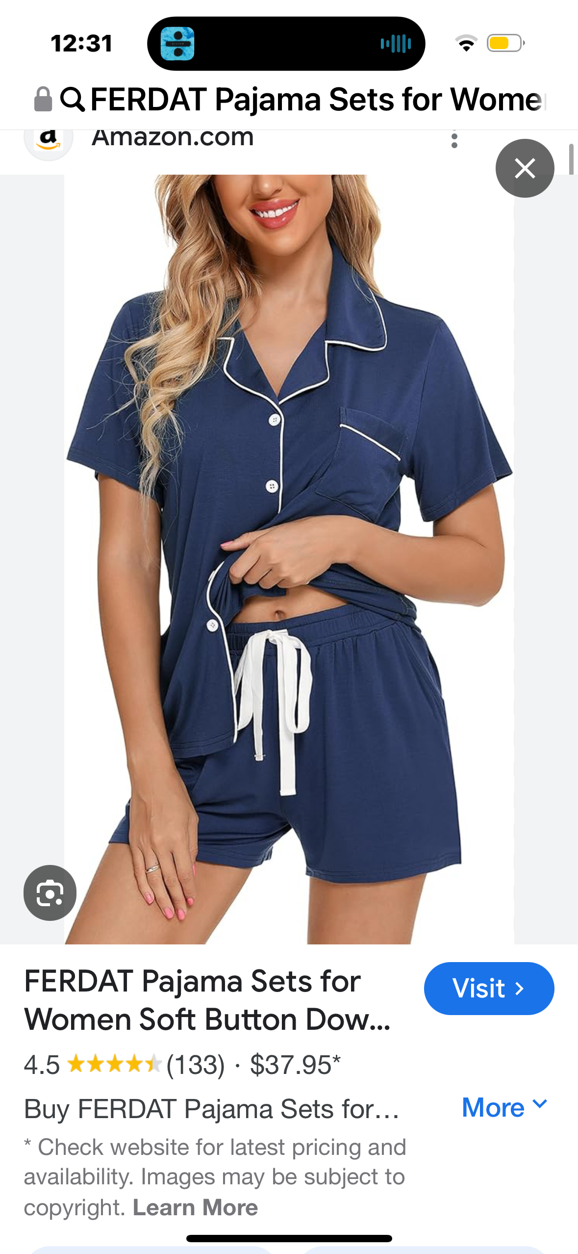 FERDAT Pajama Sets for Women Soft Button Down PJS Short Sleeve Shirt Pajama Shorts Sleepwear size L and XL