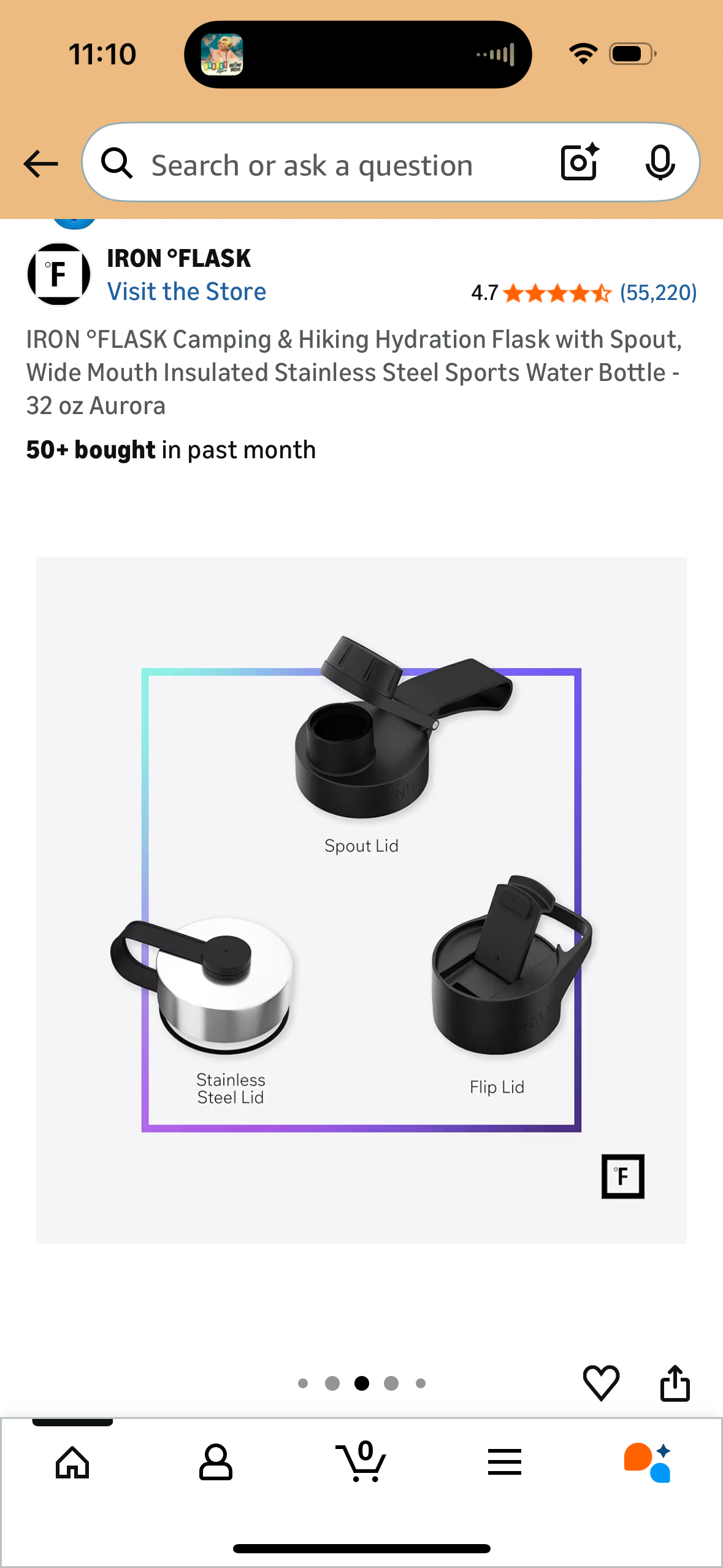 IRON °FLASK Camping & Hiking Hydration Flask with Spout, Wide Mouth Insulated Stainless Steel Sports Water Bottle - 32 oz Aquamarine