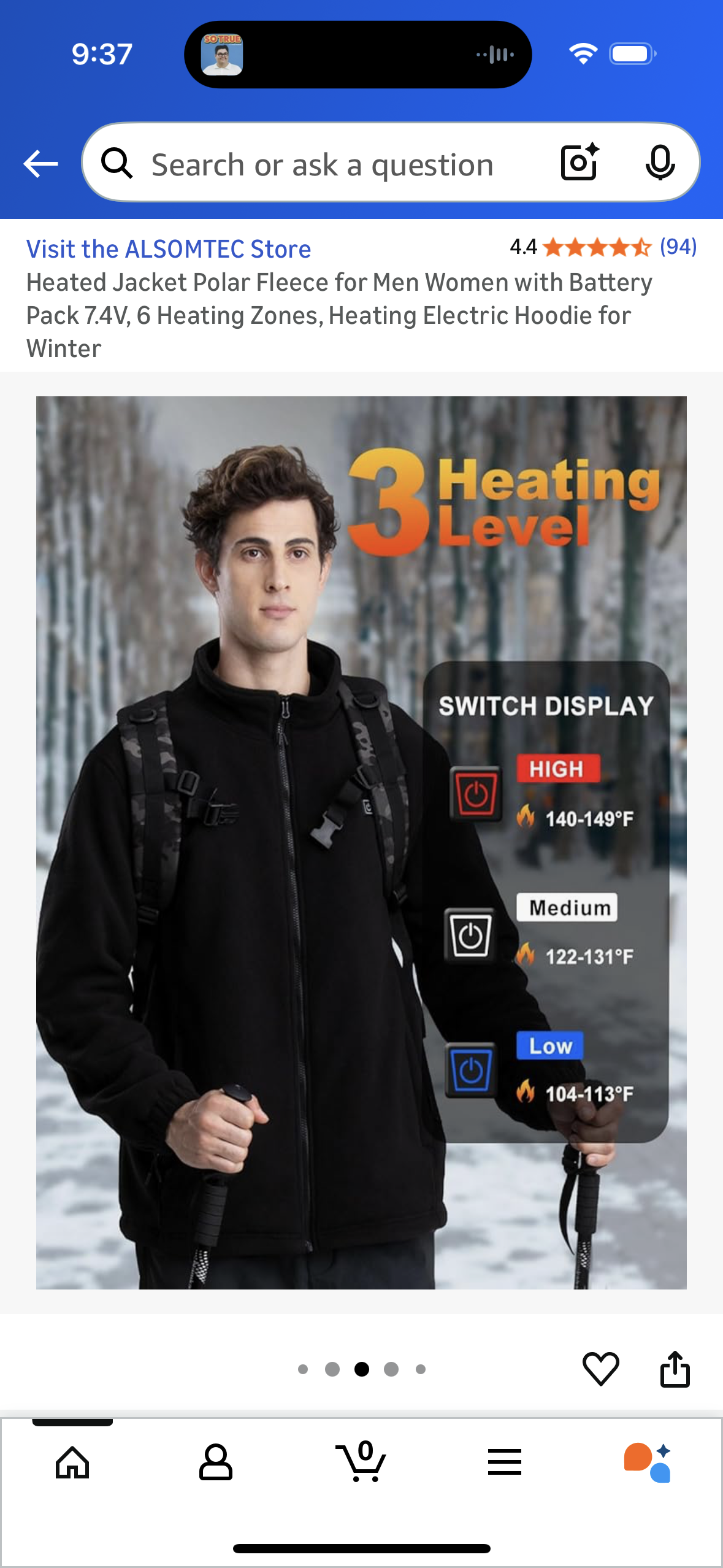 Heated Jacket Polar Fleece for Men Women with Battery Pack 7.4V, 6 Heating Zones, Heating Electric Hoodie for Winter