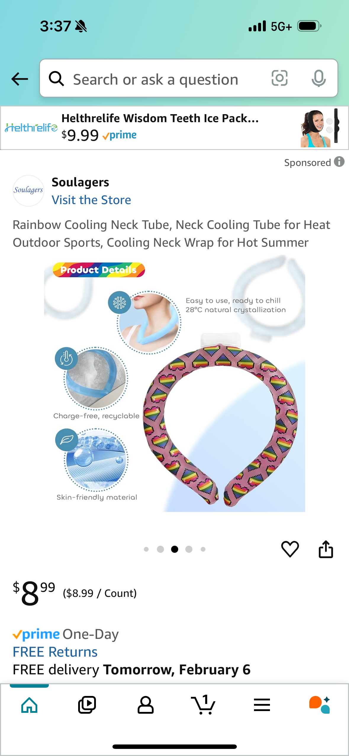 Rainbow Cooling Neck Tube, Neck Cooling Tube for Heat Outdoor Sports, Cooling Neck Wrap for Hot Summer