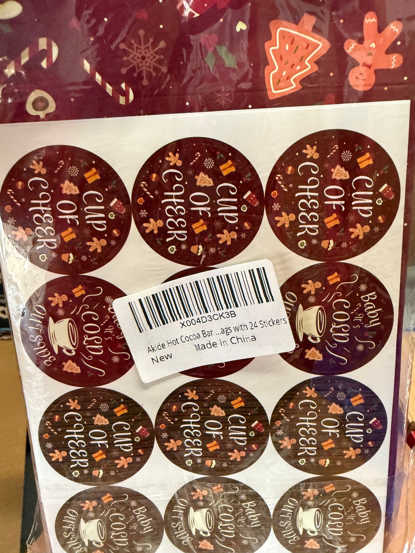 Akide Hot Cocoa Bar Party Paper Bags With Stickers - Hot Chocolate Bar Supplies for Christmas, Winter, Birthday, Baby Shower, 'It's Cold Outside' Theme - Gift Treat Candy Bags