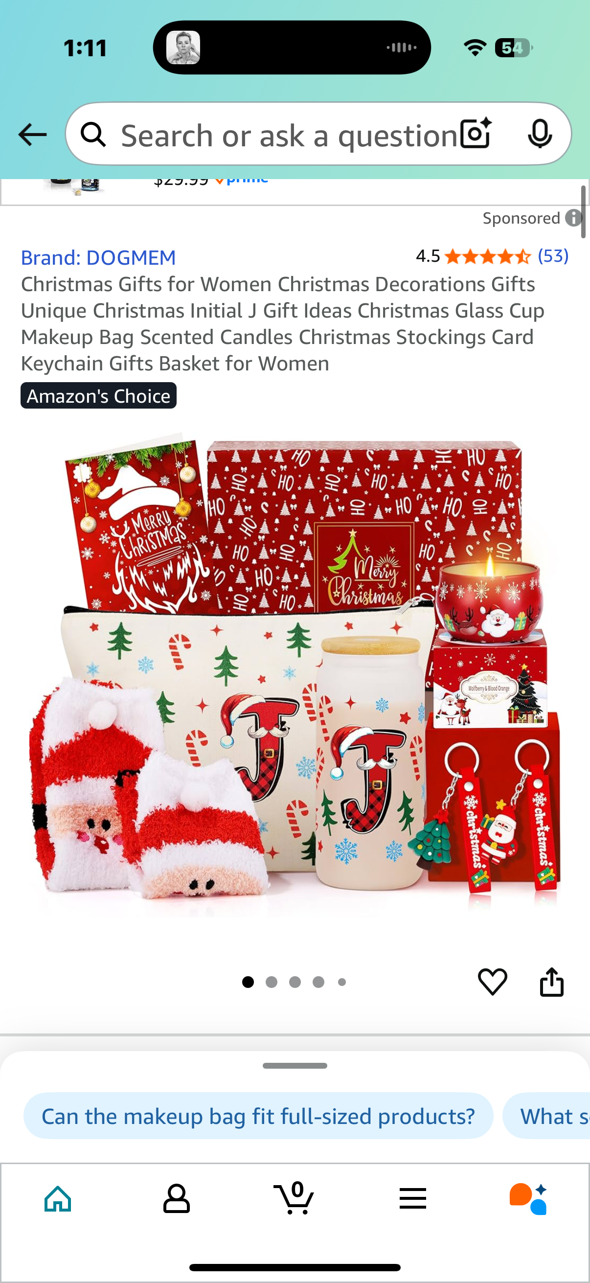 Christmas Gifts for Women Christmas Decorations Gifts Unique Christmas Initial J Gift Ideas Christmas Glass Cup Makeup Bag Scented Candles Christmas Stockings Card Keychain Gifts Basket for Women