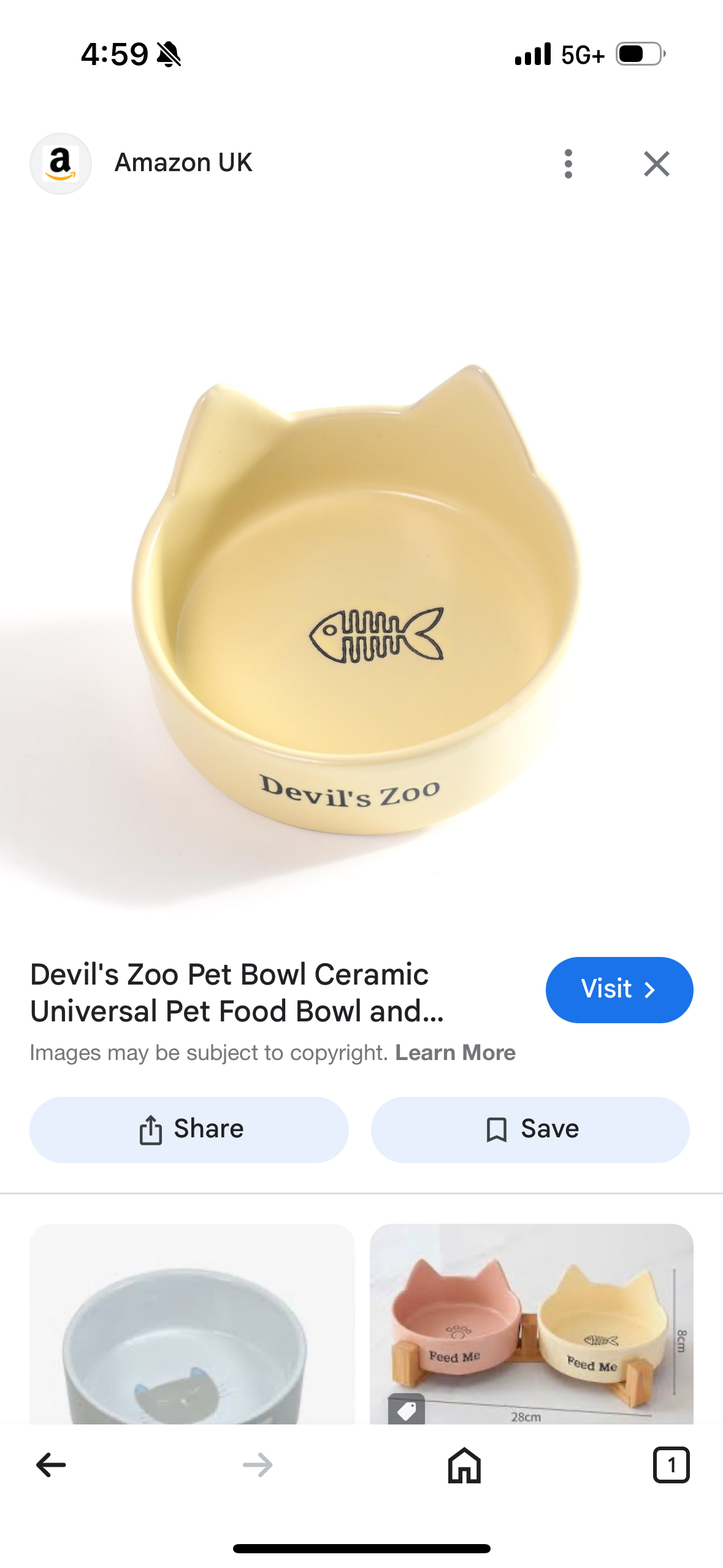Devil's Zoo Premium Ceramic Cat Food Bowl - Perfect for Water and Food - Ideal for Indoor Cats - Stylish and Functional Bowls (Yellow)
