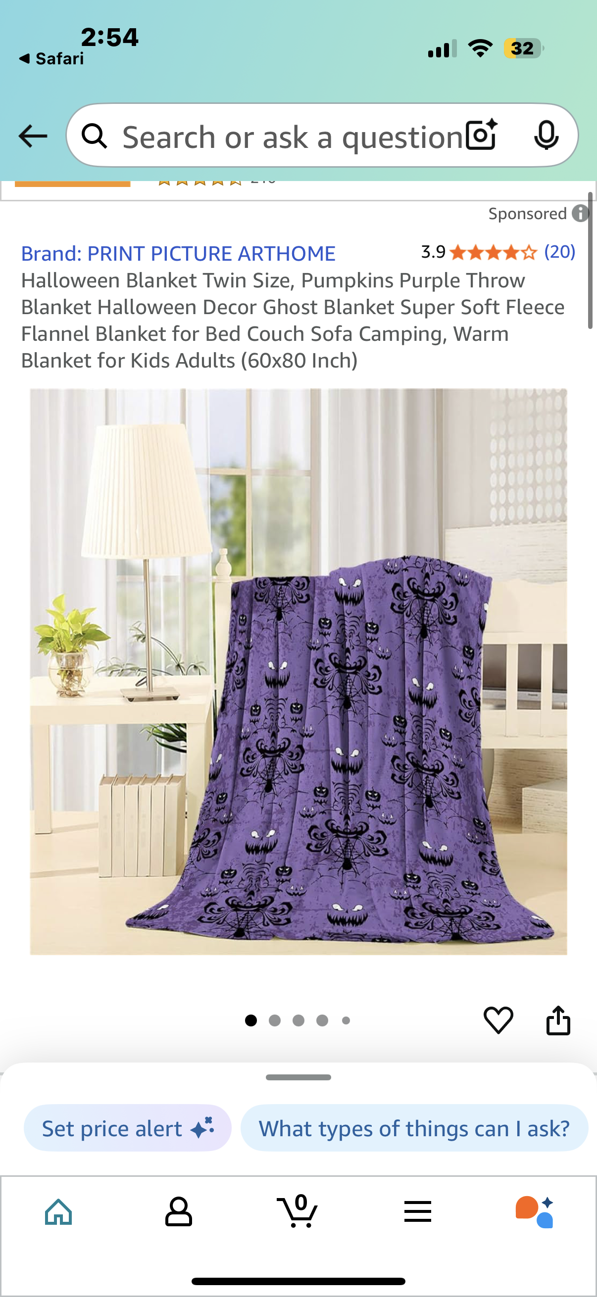 Halloween Blanket Twin Size, Pumpkins Purple Throw Blanket Halloween Decor Ghost Blanket Super Soft Fleece Flannel Blanket for Bed Couch Sofa Camping, Warm Blanket for Kids Adults (60x80 Inch)