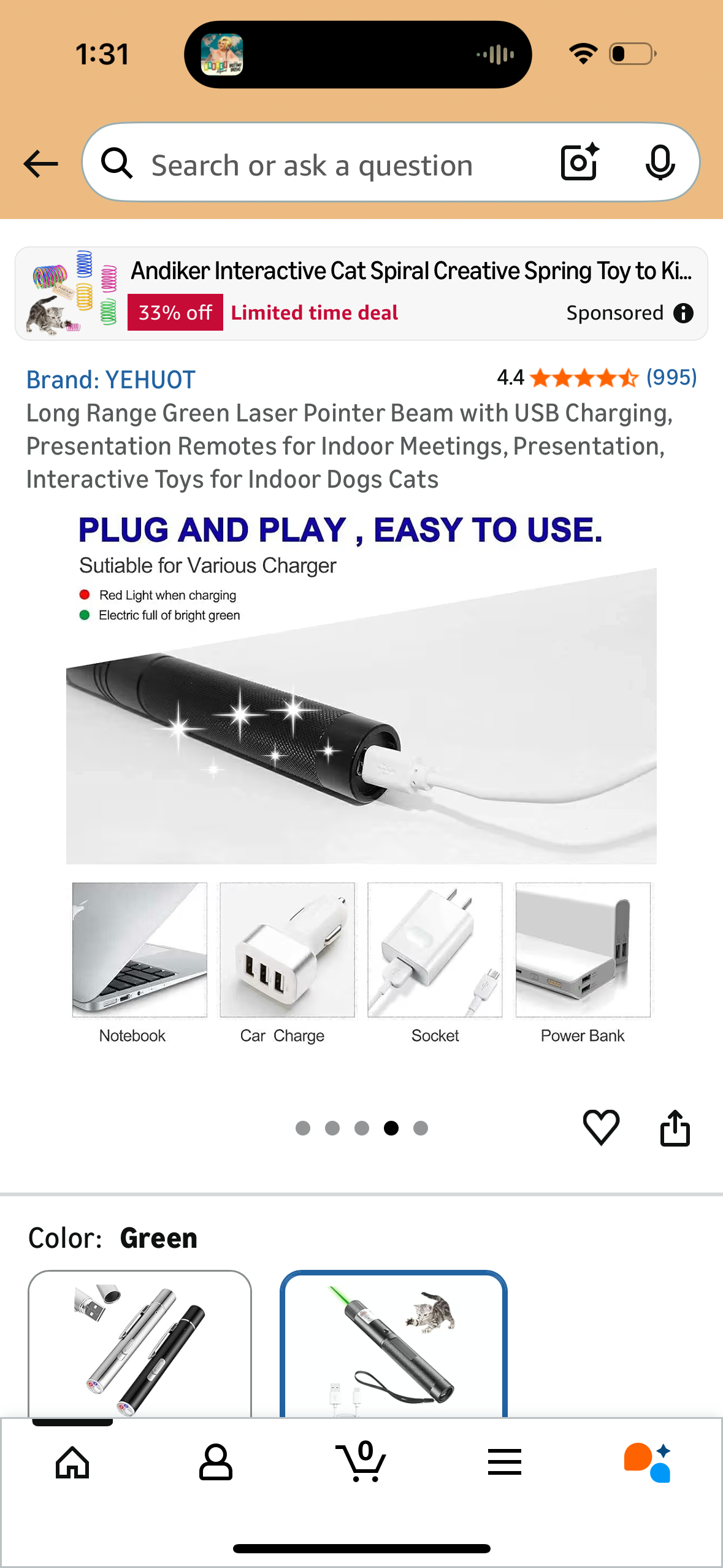 Long Range Green Laser Pointer Beam with USB Charging, Presentation Remotes for Indoor Meetings, Presentation, Interactive Toys for Indoor Dogs Cats