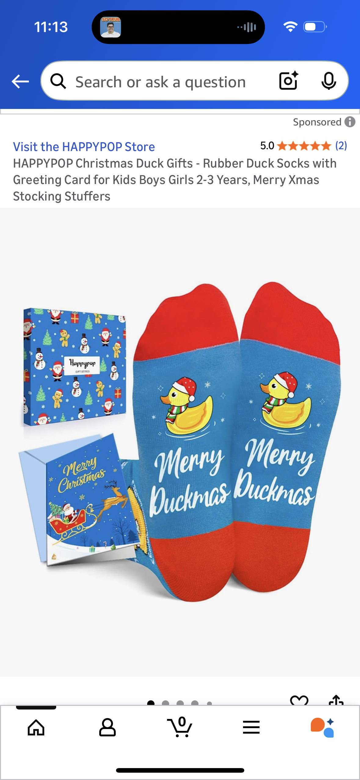HAPPYPOP Christmas Duck Gifts - Rubber Duck Socks with Greeting Card for Kids Boys Girls 2-3 Years, Merry Xmas Stocking Stuffers