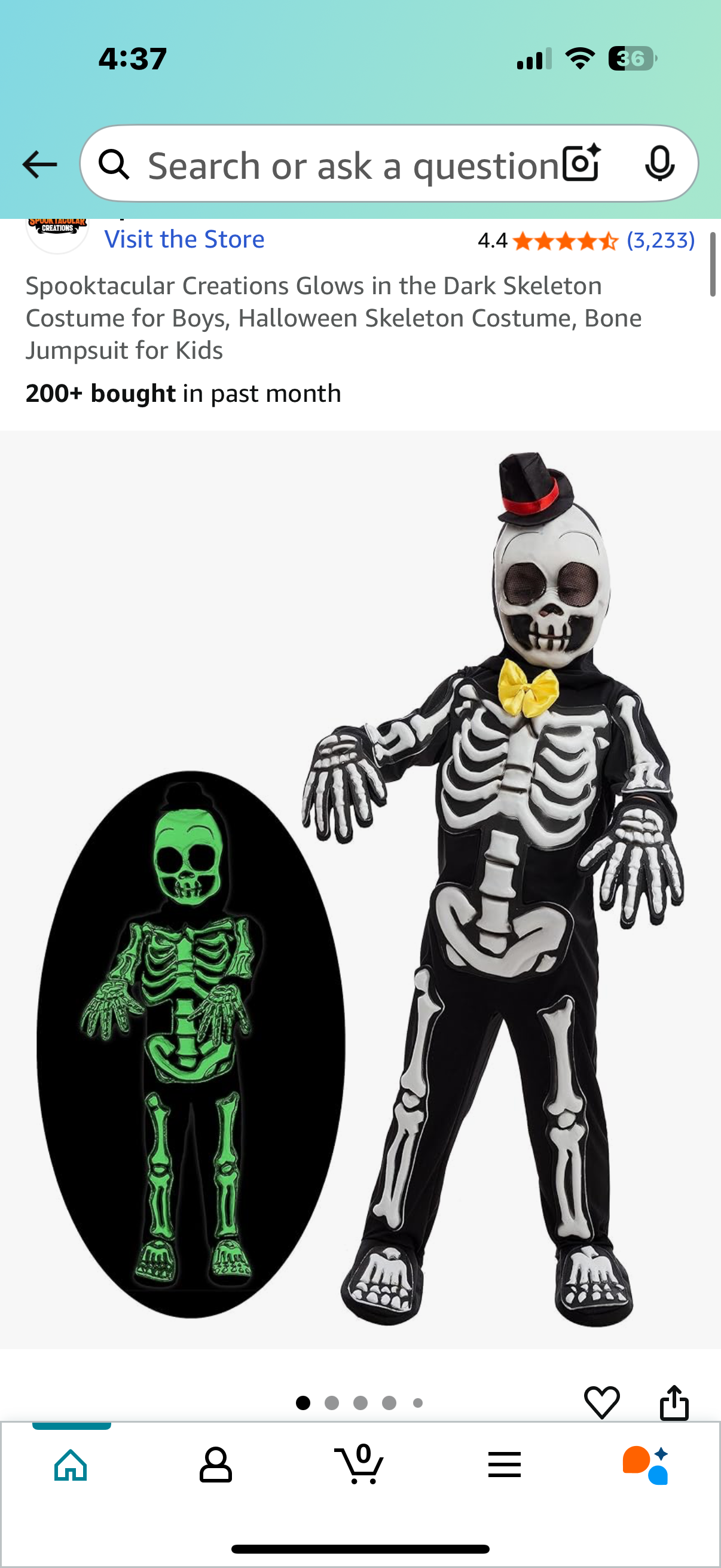 Glows in the Dark Skeleton Costume for Boys, Halloween Skeleton Costume, Bone Jumpsuit for Kids Size Large 10-12 years
