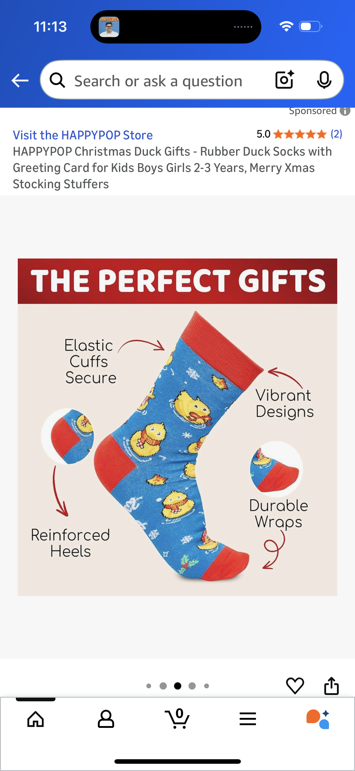 HAPPYPOP Christmas Duck Gifts - Rubber Duck Socks with Greeting Card for Kids Boys Girls 2-3 Years, Merry Xmas Stocking Stuffers