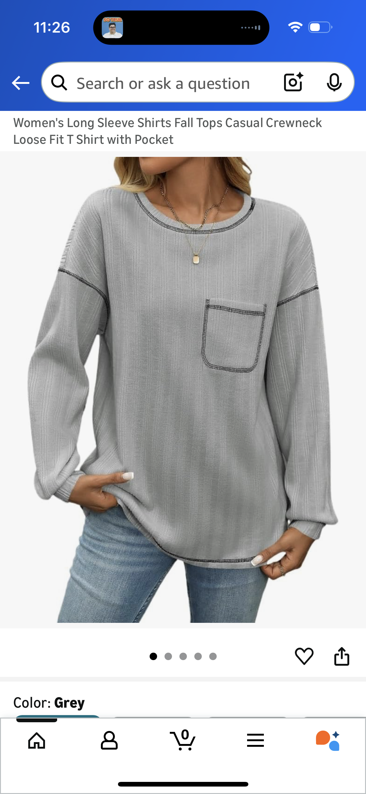 Women's Long Sleeve Shirts Fall Tops Casual Crewneck Loose Fit T Shirt with Pocket