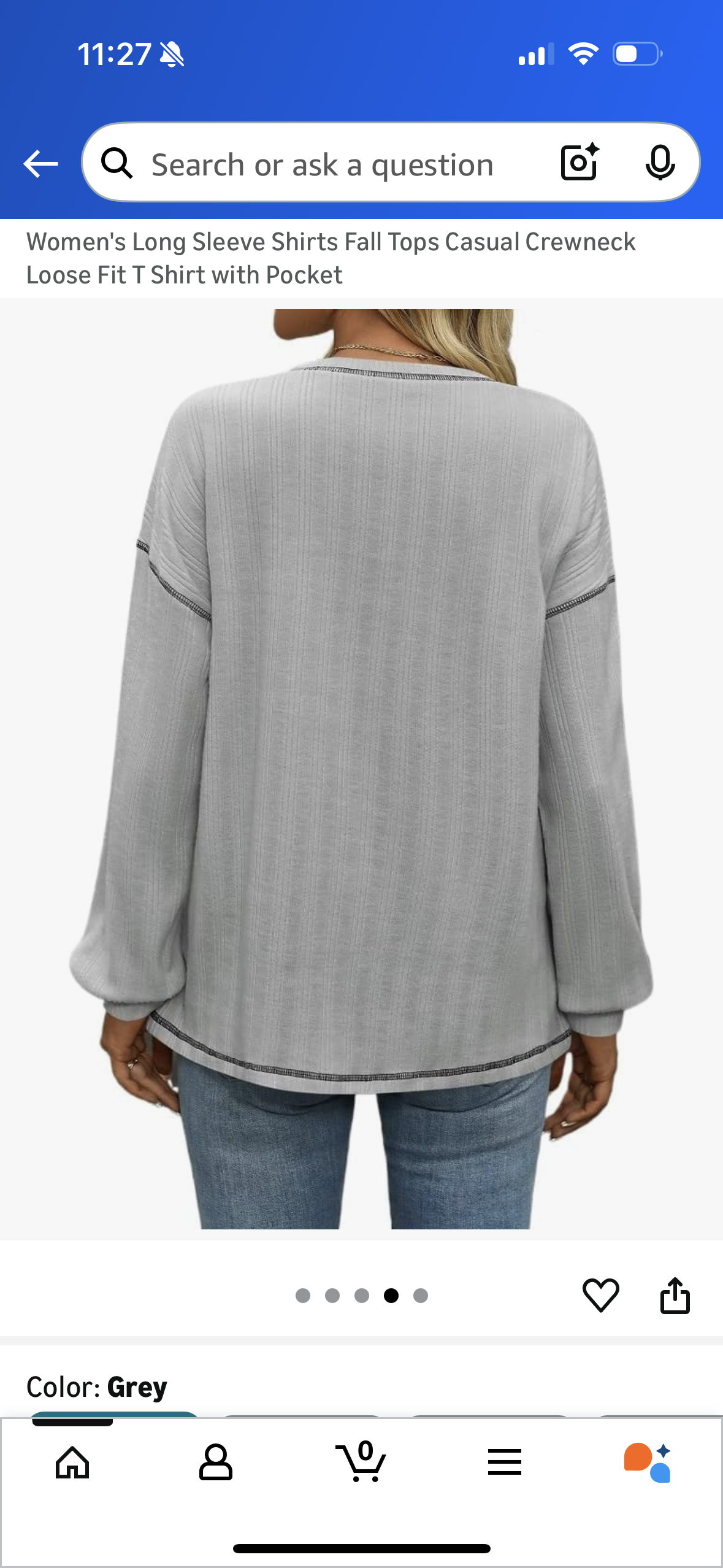 Women's Long Sleeve Shirts Fall Tops Casual Crewneck Loose Fit T Shirt with Pocket