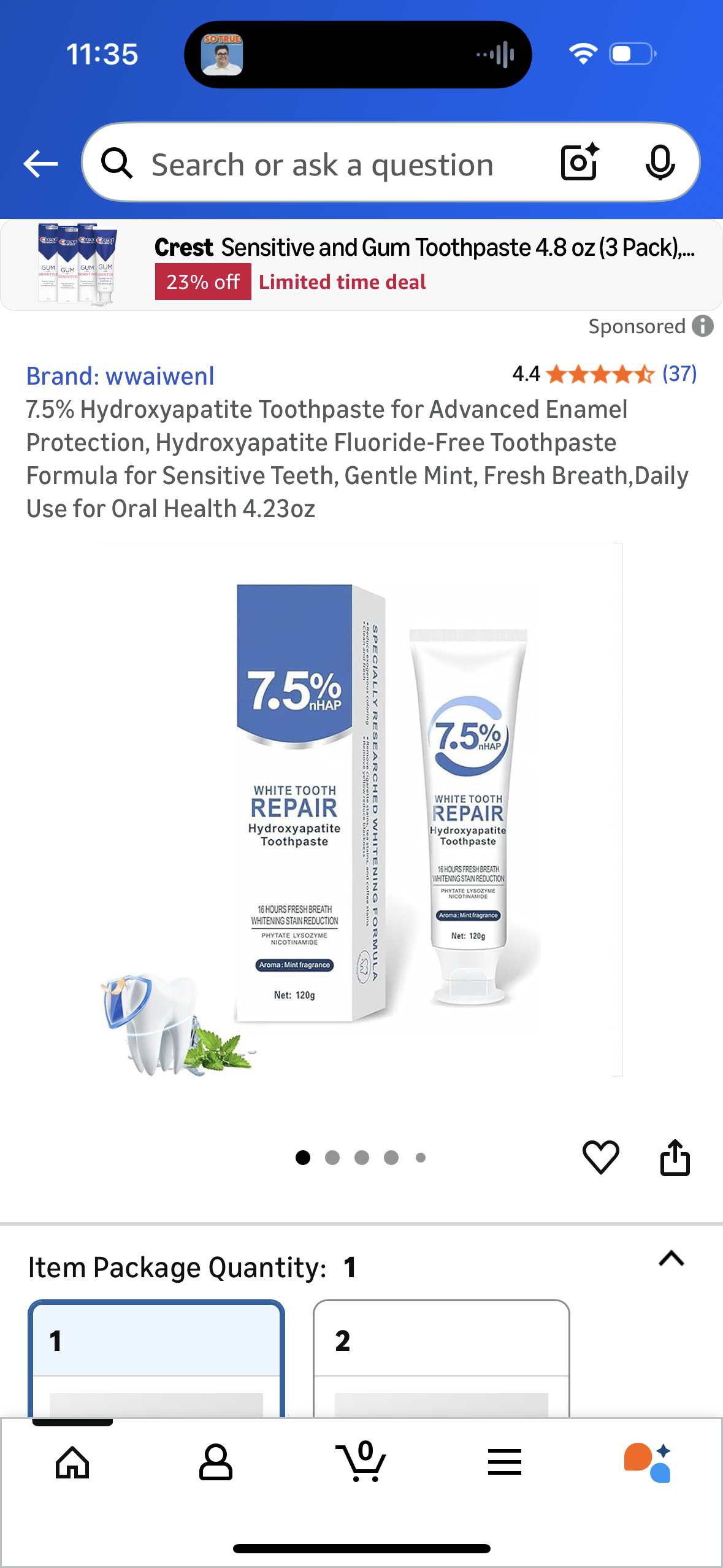 7.5% Hydroxyapatite Toothpaste for Advanced Enamel Protection, Hydroxyapatite Fluoride-Free Toothpaste Formula for Sensitive Teeth, Gentle Mint, Fresh Breath,Daily Use for Oral Health 4.23oz