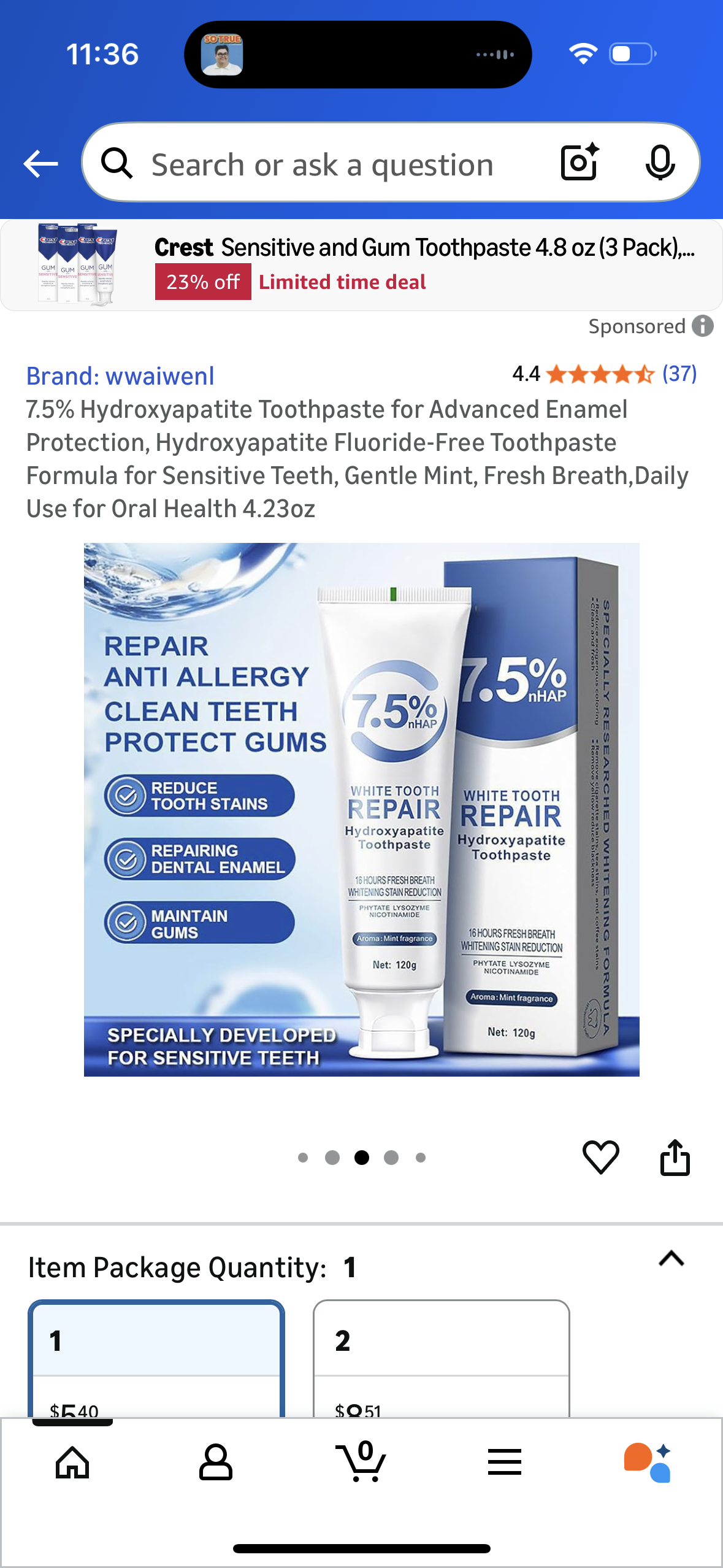 7.5% Hydroxyapatite Toothpaste for Advanced Enamel Protection, Hydroxyapatite Fluoride-Free Toothpaste Formula for Sensitive Teeth, Gentle Mint, Fresh Breath,Daily Use for Oral Health 4.23oz