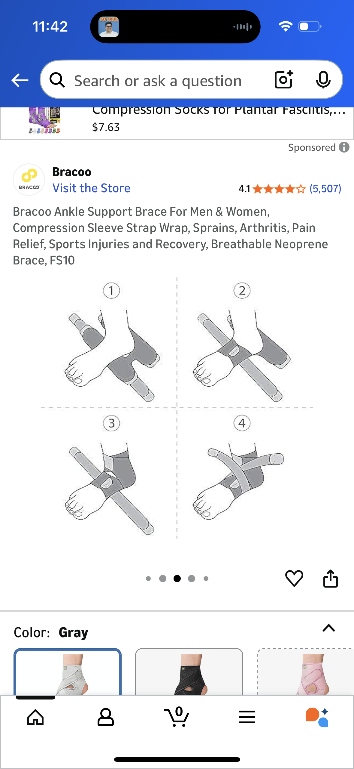 Bracoo Ankle Support Brace For Men & Women, Compression Sleeve Strap Wrap, Sprains, Arthritis, Pain Relief, Sports Injuries and Recovery, Breathable Neoprene Brace, FS10