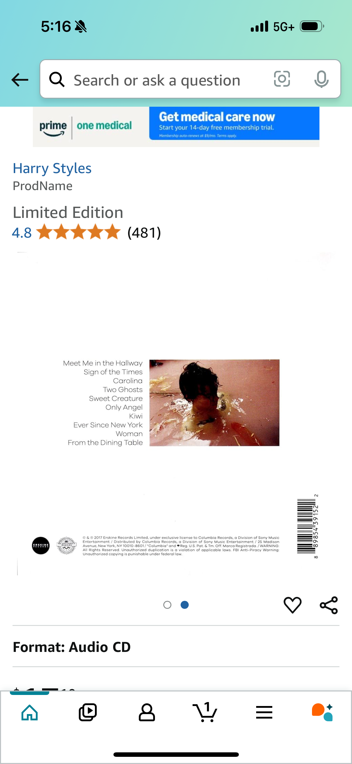 Harry Styles Audio CD Limited Edition + Featuring 32 pages of exclusive images from the making of the album