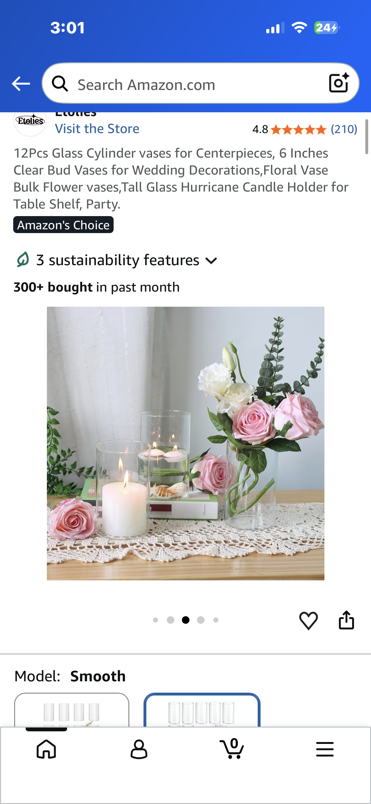 6 Piece, Glass Cylinder Vases for Centerpieces, 6 Inches Clear Bud Vases for Wedding Decorations, Floral Vase Bulk Flower vases,Tall Glass Hurricane Candle Holder for Table Shelf, Party.