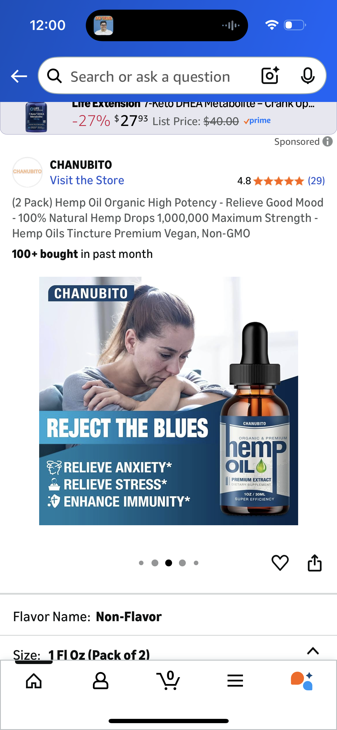 Hemp Oil 2 Pack Organic High Potency - Relieve Good Mood - 100% Natural Hemp Drops 1,000,000 Maximum Strength -Hemp Oils Tincture Premium Vegan, Non-GMO