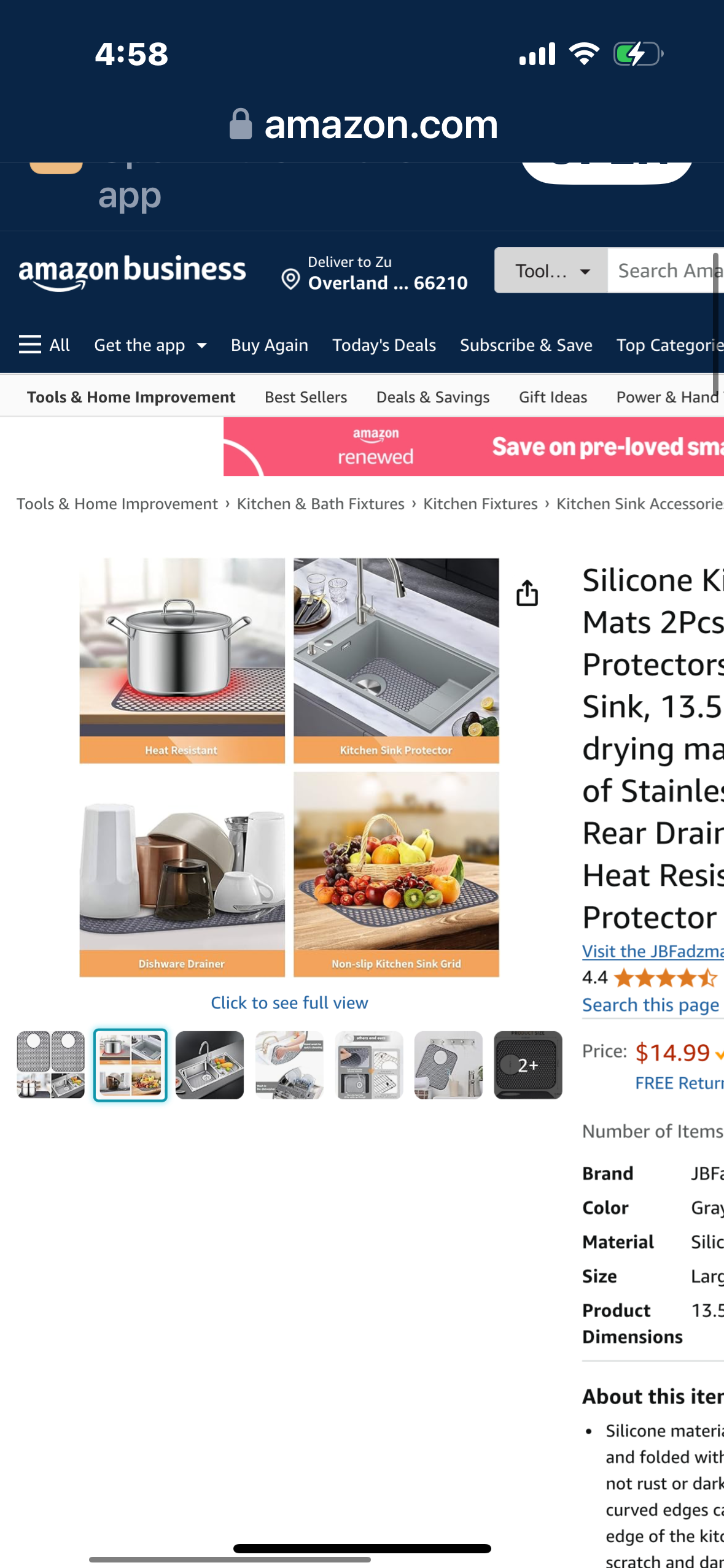 Silicone Kitchen Sink Mats 2Pcs, Large Sink Protectors for Kitchen Sink, 13.58*11.6" Dish drying mat for Bottom of Stainless Steel Sink, Rear Drain Non-Slip Heat Resistant Sink Protector Mat