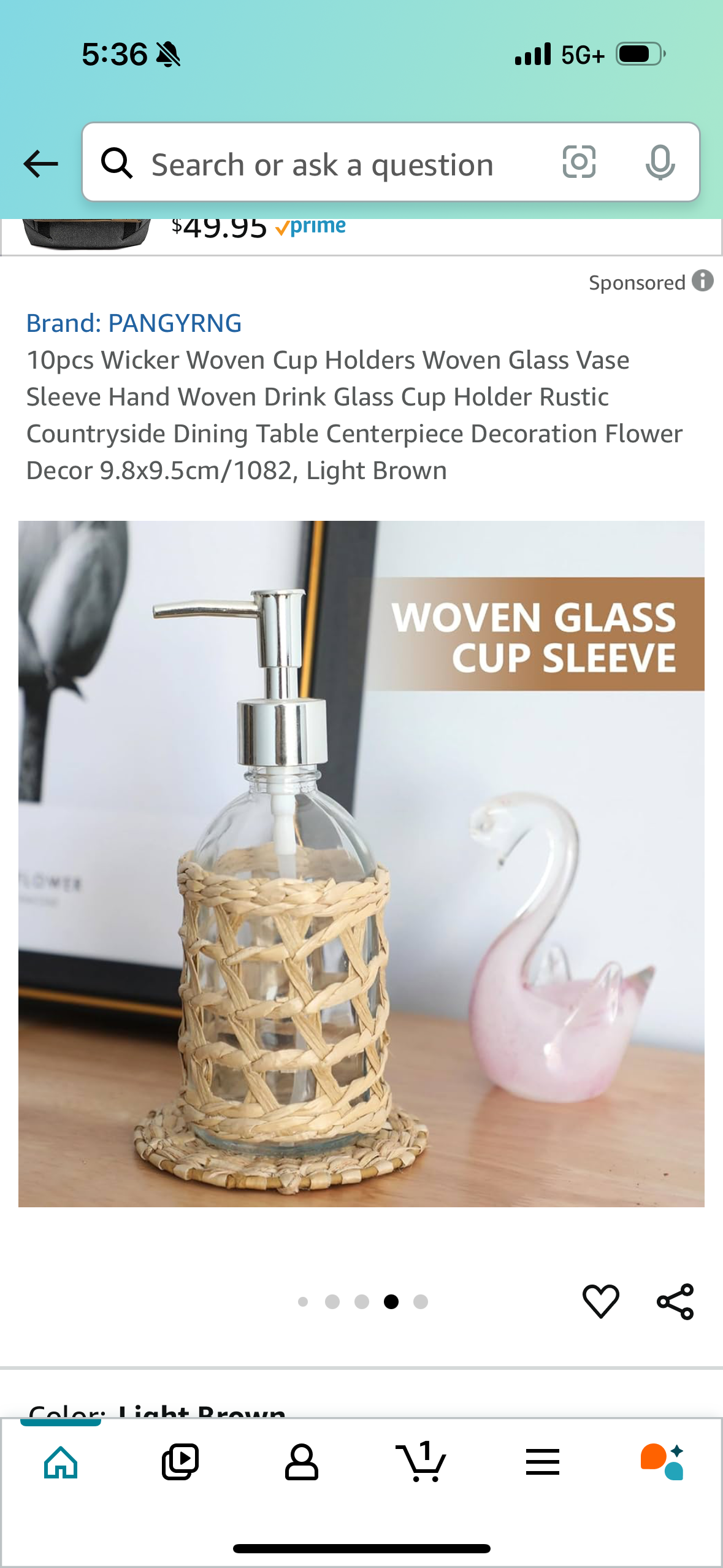 10pcs Wicker Woven Cup Holders Woven Glass Vase Sleeve Hand Woven Drink Glass Cup Holder Rustic Countryside Dining Table Centerpiece Decoration Flower Decor 9.8x9.5cm/1082, Light Brown