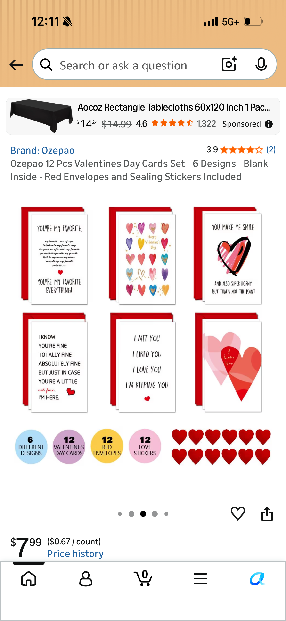 Ozepao 12 Pcs Valentines Day Cards Set - 6 Designs - Blank Inside - Red Envelopes and Sealing Stickers Included