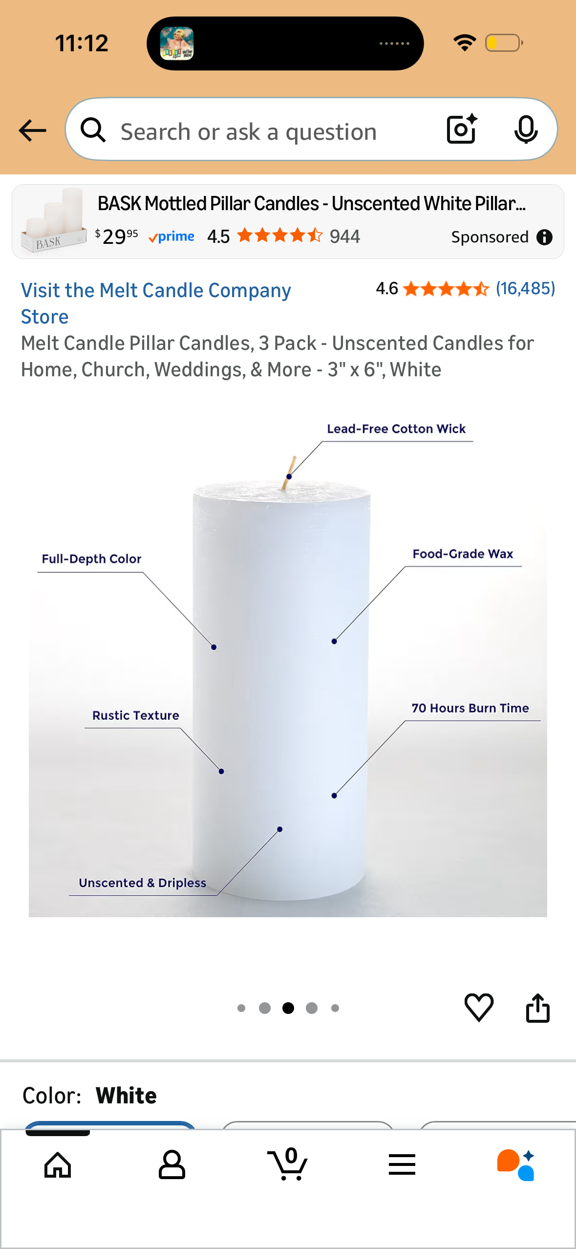 Melt Candle Pillar Candles, 3 Pack - Unscented Candles for Home, Church, Weddings, & More - 3" x 6", White