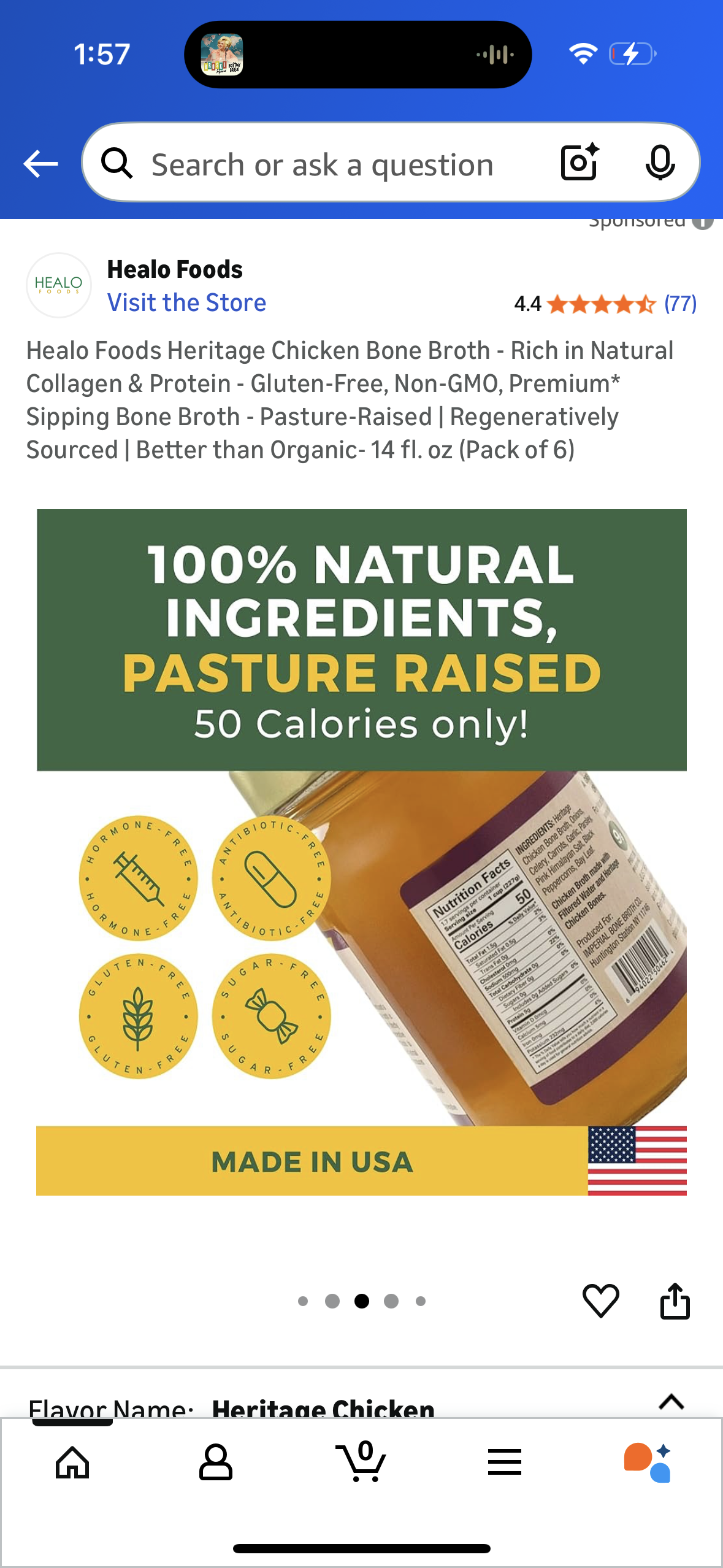 Healo Foods Heritage Chicken Bone Broth - Rich in Natural Collagen & Protein - Gluten-Free, Non-GMO, Premium* Sipping Bone Broth - Pasture-Raised | Regeneratively Sourced | Better than Organic- 14 fl. oz (Pack of 6)