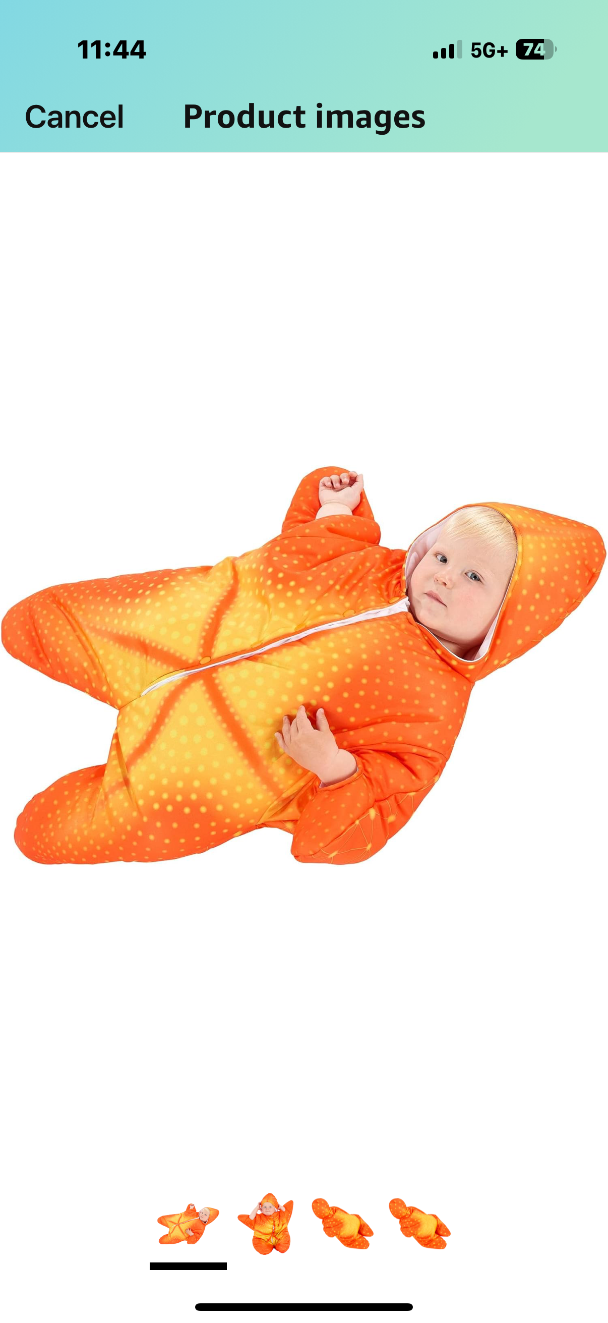 Orange Starfish Infant Onesie Costume 9-18 months
