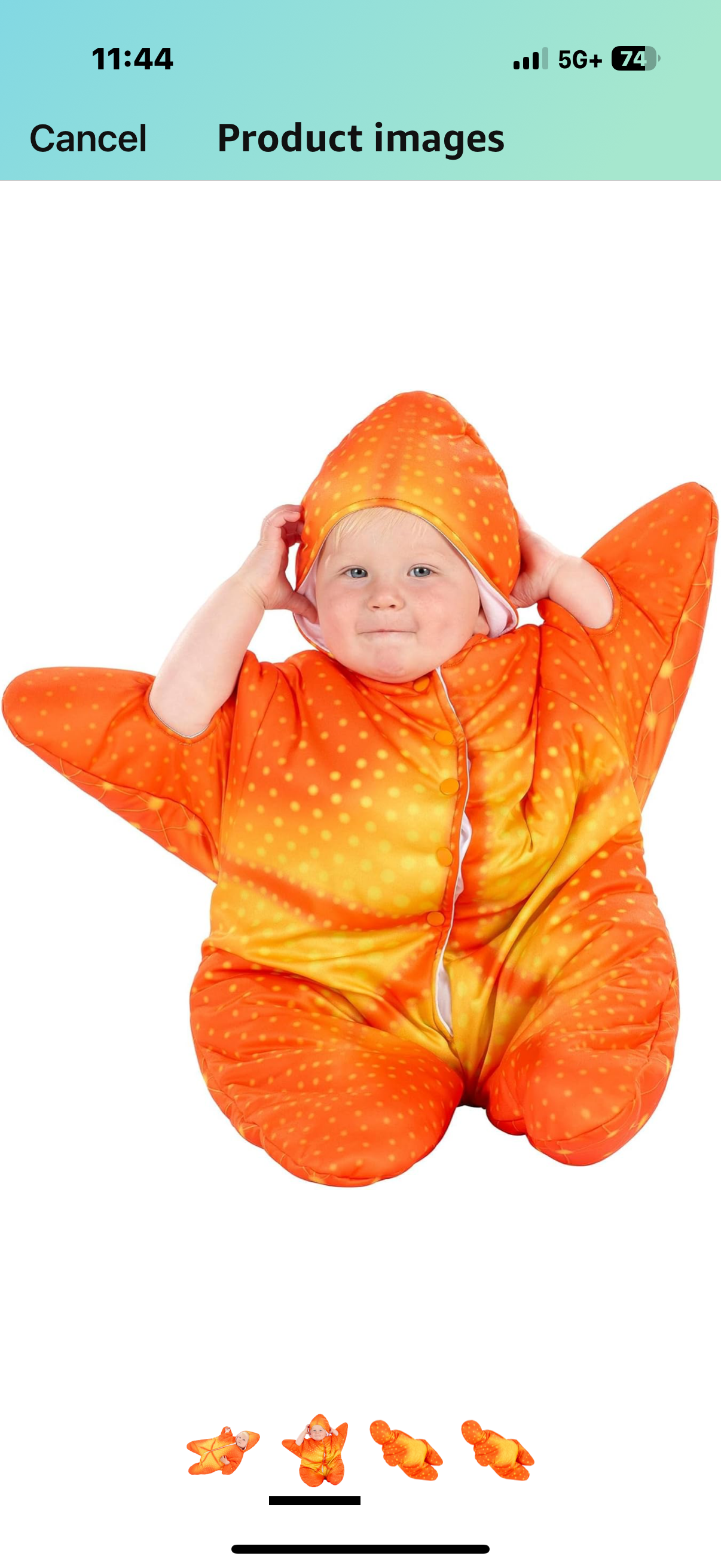Orange Starfish Infant Onesie Costume 9-18 months