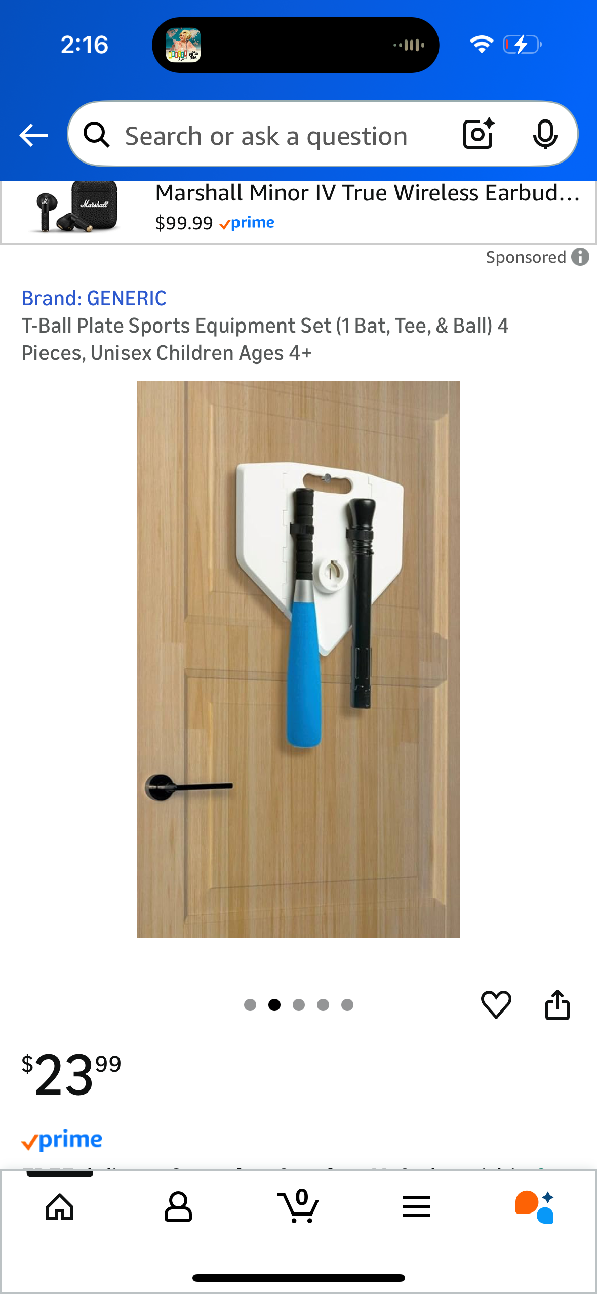 T-Ball Plate Sports Equipment Set (1 Bat, Tee, & Ball) 4 Pieces, Unisex Children Ages 4+