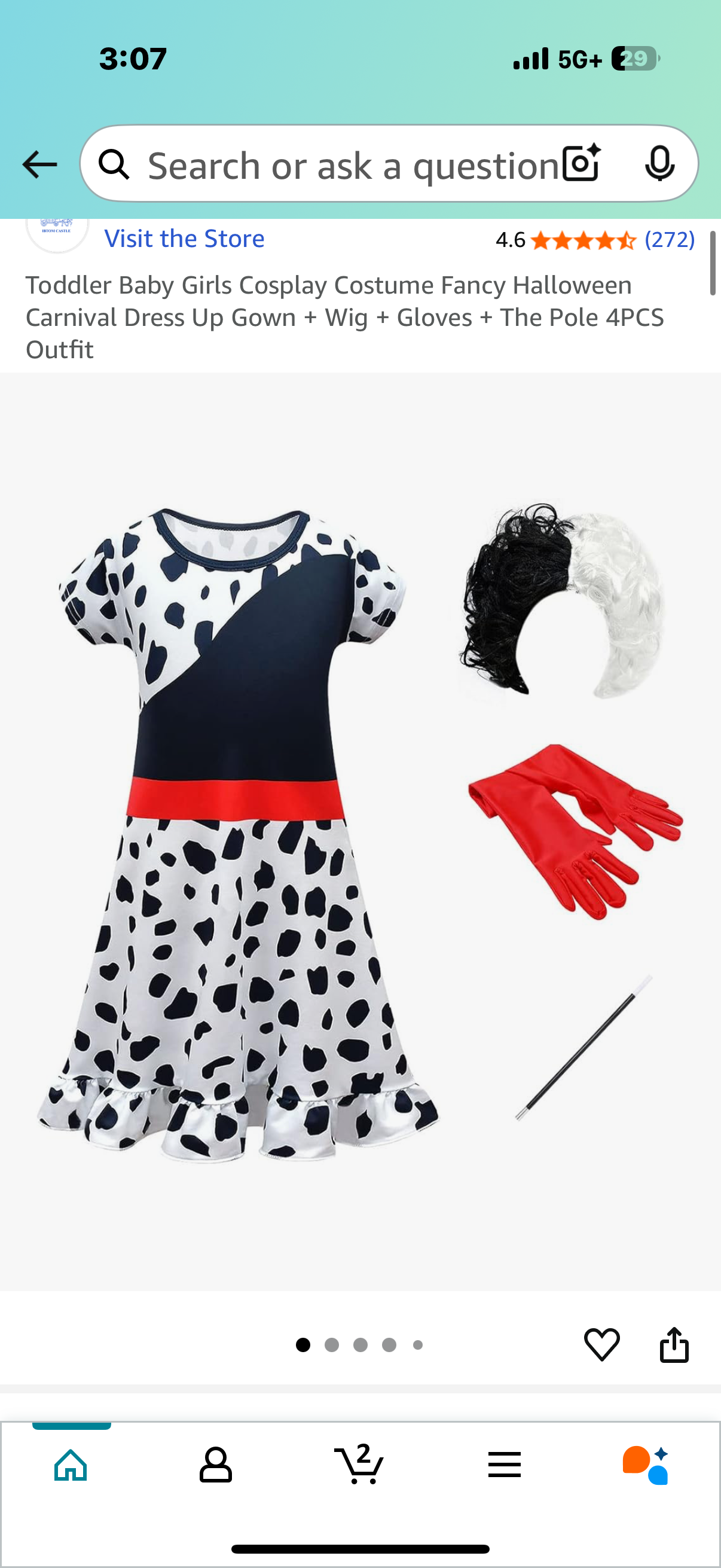 Toddler Baby Girls Cosplay Costume Fancy Halloween Carnival Dress Up Gown + Wig + Gloves + The Pole 4PCS Outfit