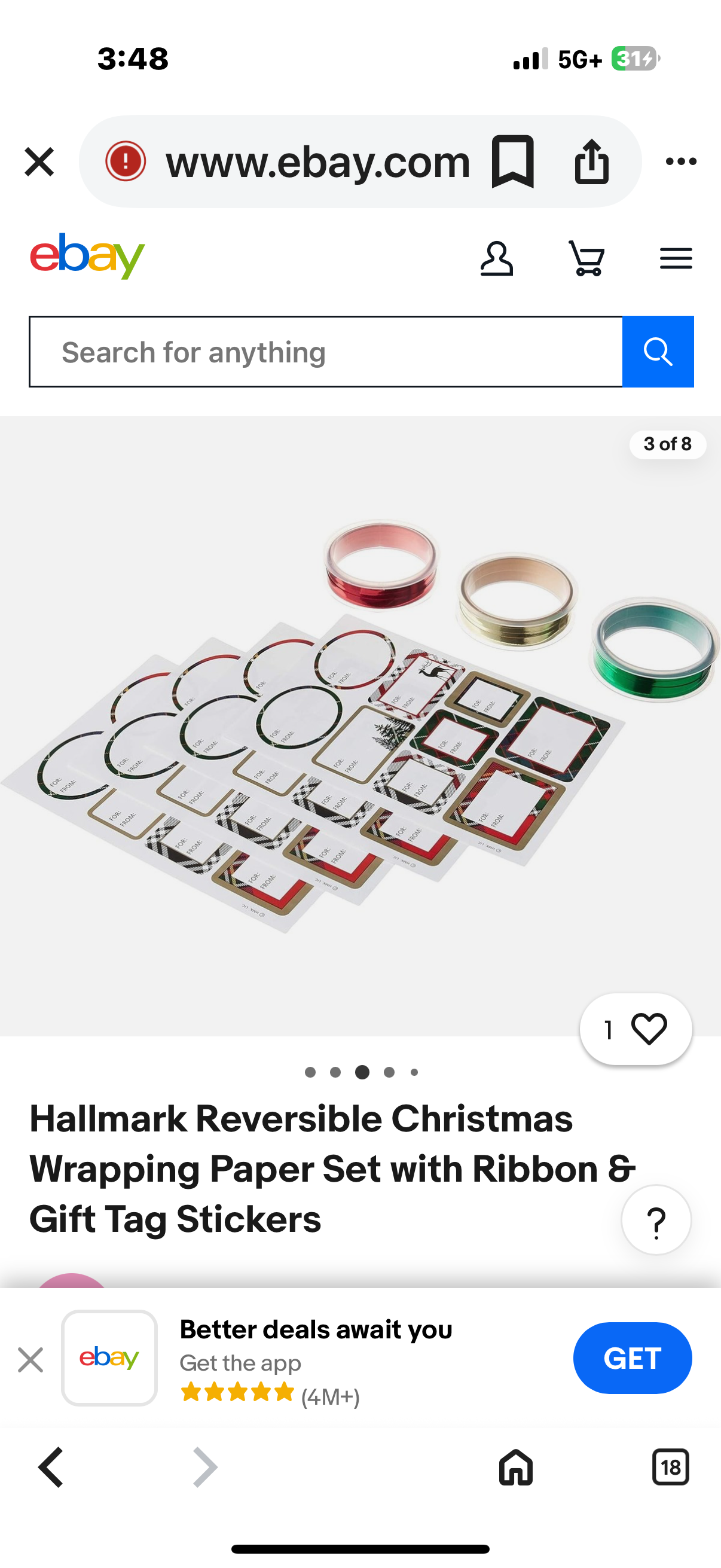 Hallmark 2 Sided Gift Wrap Ensemble 3 Rolls 3 Ribbons 36 Seals