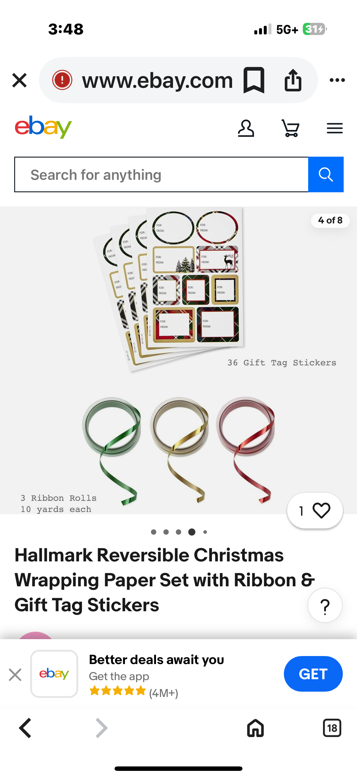 Hallmark 2 Sided Gift Wrap Ensemble 3 Rolls 3 Ribbons 36 Seals