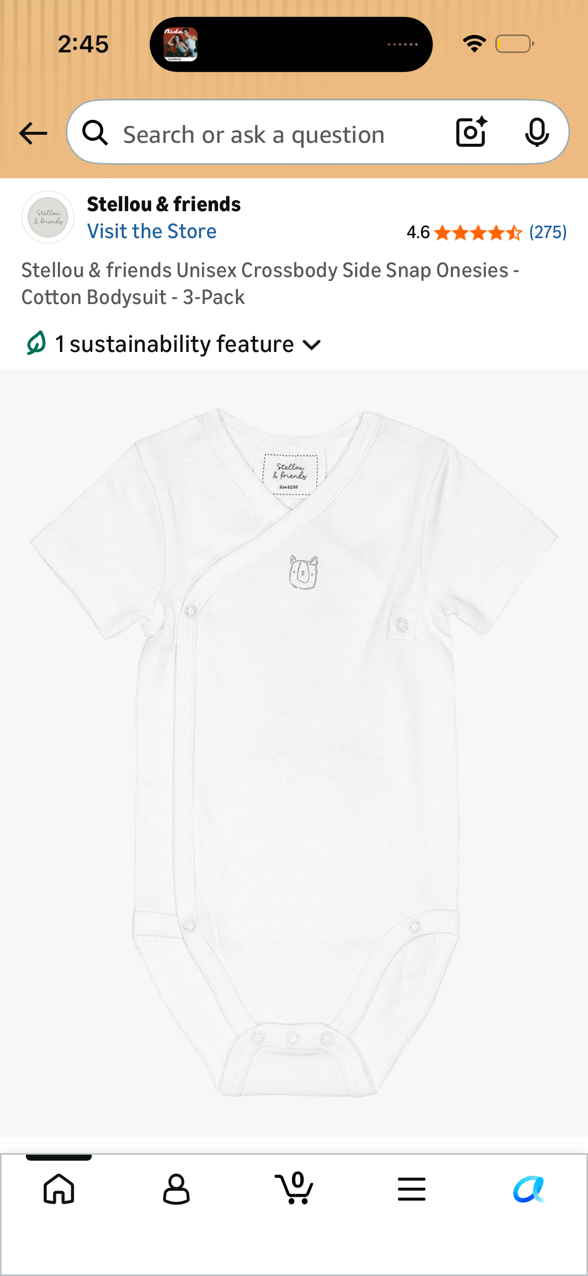 Stellou & friends Unisex Crossbody Side Snap Onesies - Cotton Bodysuit - 3-Pack (Size 18-24 Months)