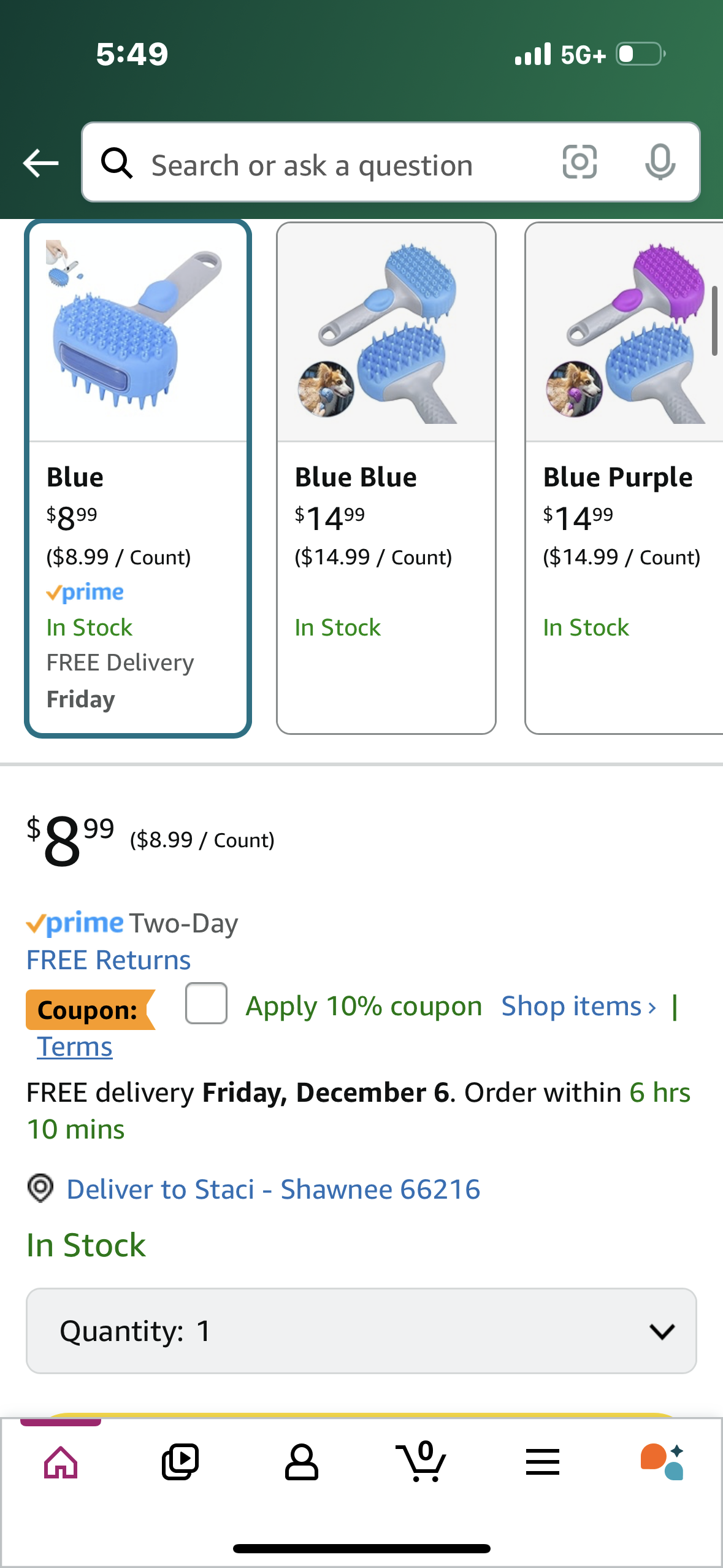 QMEAKMONY Dog Bath Brush Dog Shampoo Brush Dog Scrubber for Bath with Soap Dispenser Soft Bristles Deep Cleaning Ergonomic Handle for Grooming Shedding and Long Short Haired Dogs (Blue)