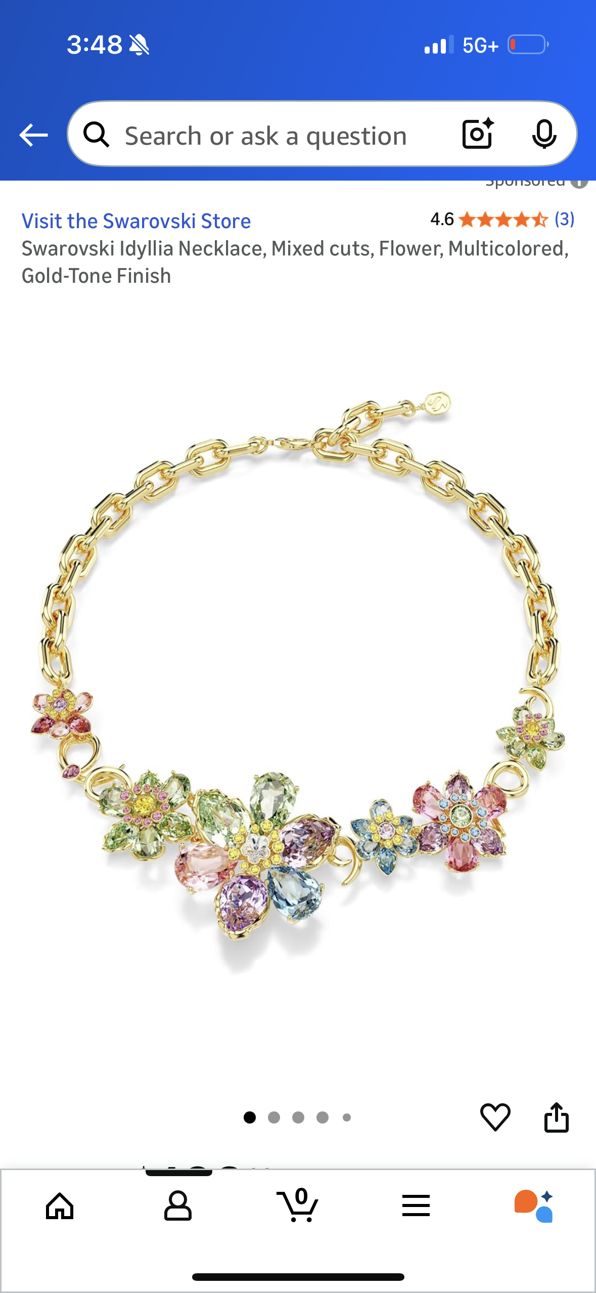 Swarovski Idyllia Necklace, Mixed cuts, Flower, Multicolored, Gold-Tone Finish