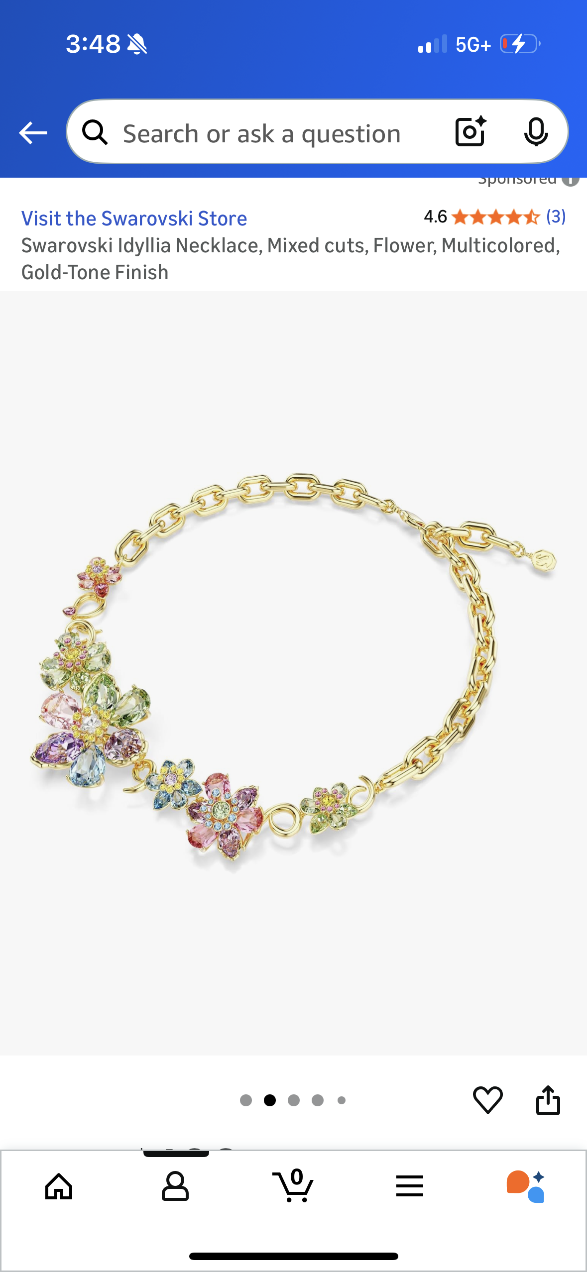 Swarovski Idyllia Necklace, Mixed cuts, Flower, Multicolored, Gold-Tone Finish