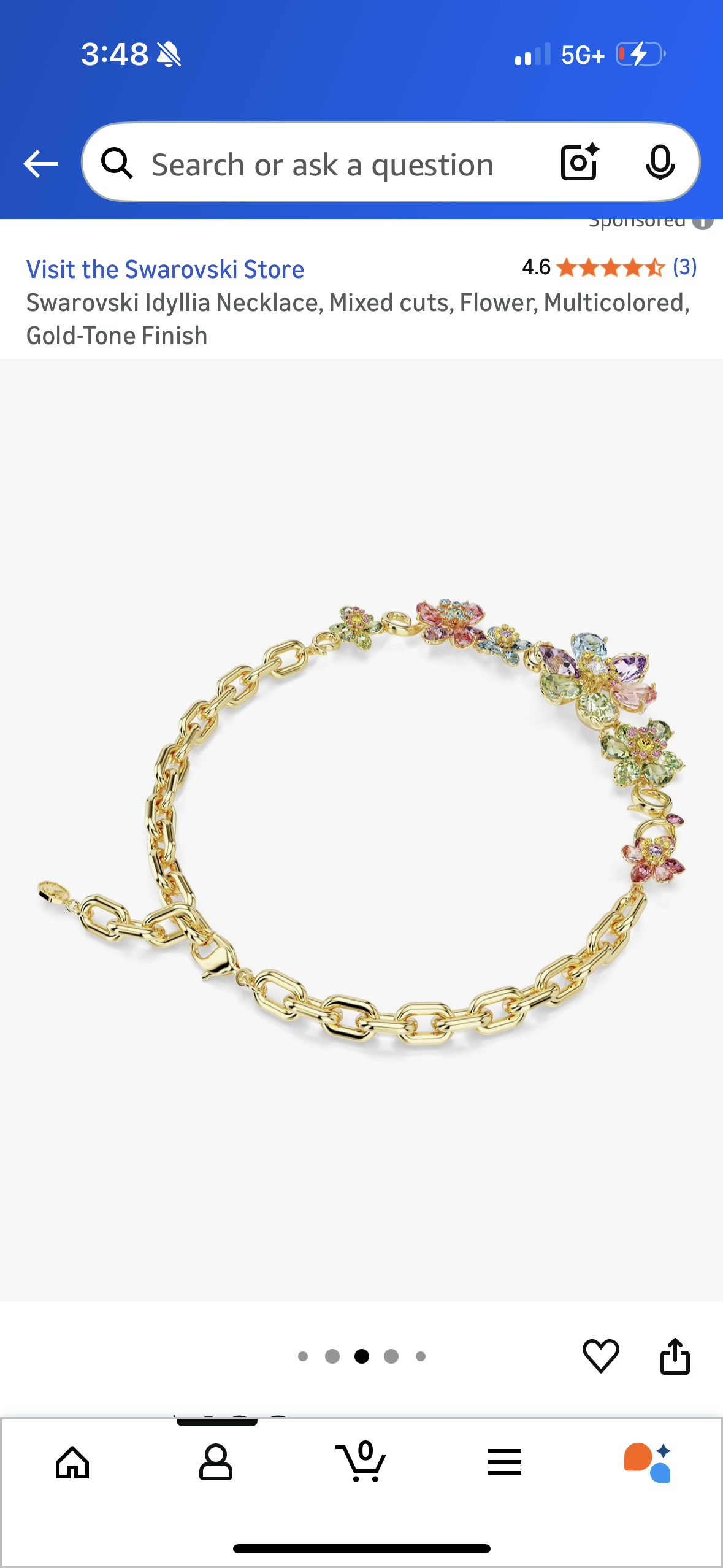Swarovski Idyllia Necklace, Mixed cuts, Flower, Multicolored, Gold-Tone Finish