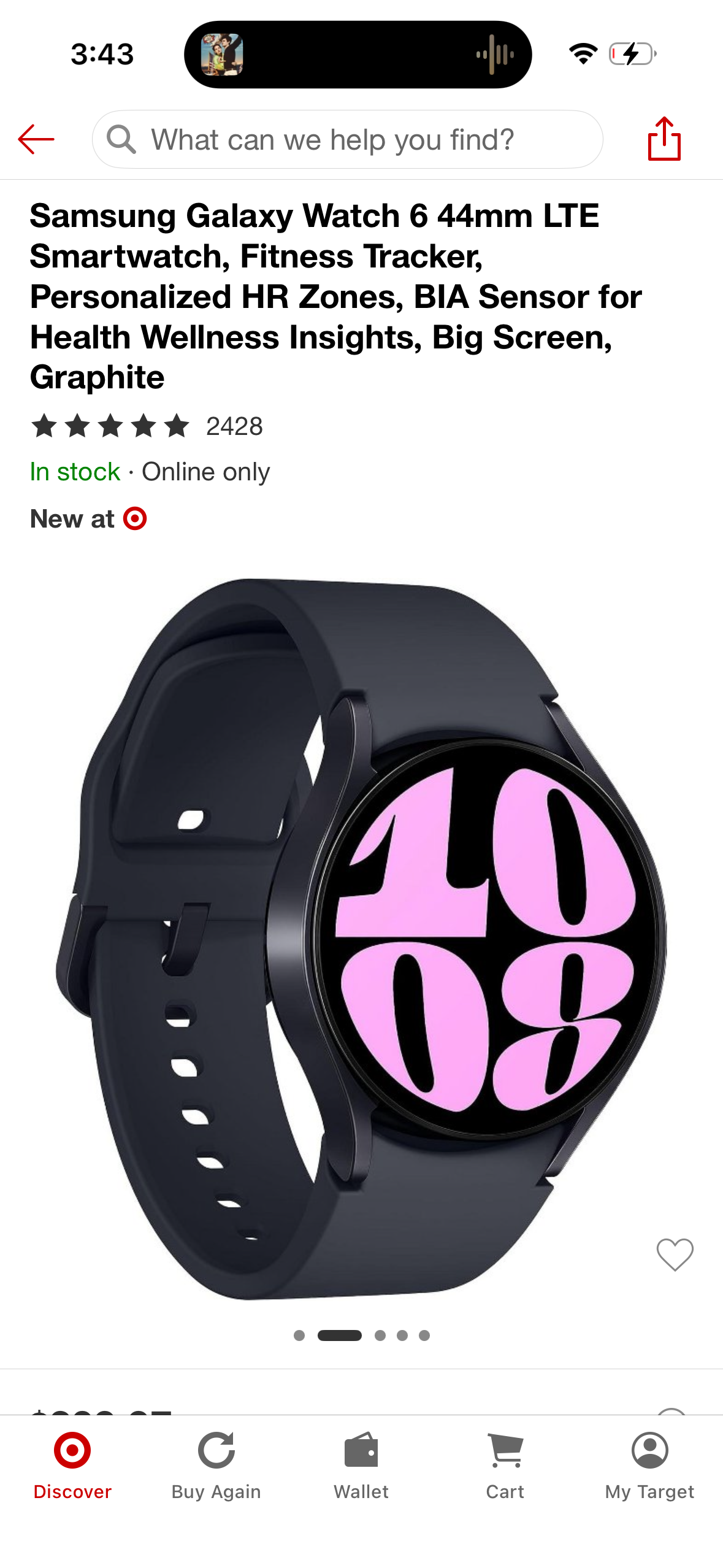 Samsung Galaxy Watch 6 44mm LTE Smartwatch, Fitness Tracker, Personalized HR Zones, BIA Sensor for Health Wellness Insights, Big Screen, Graphite
