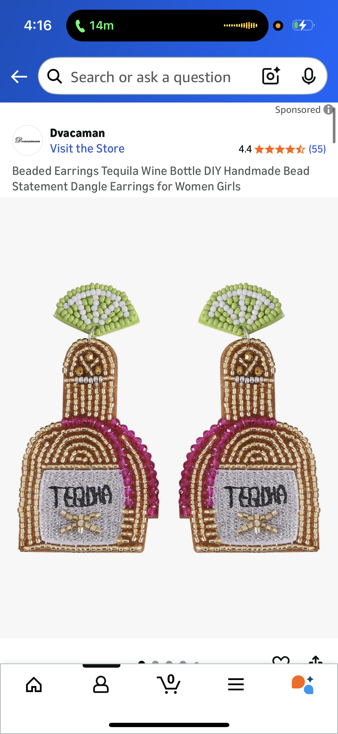 Beaded Earrings Tequila Wine Bottle DIY Handmade Bead Statement Dangle Earrings for Women Girls