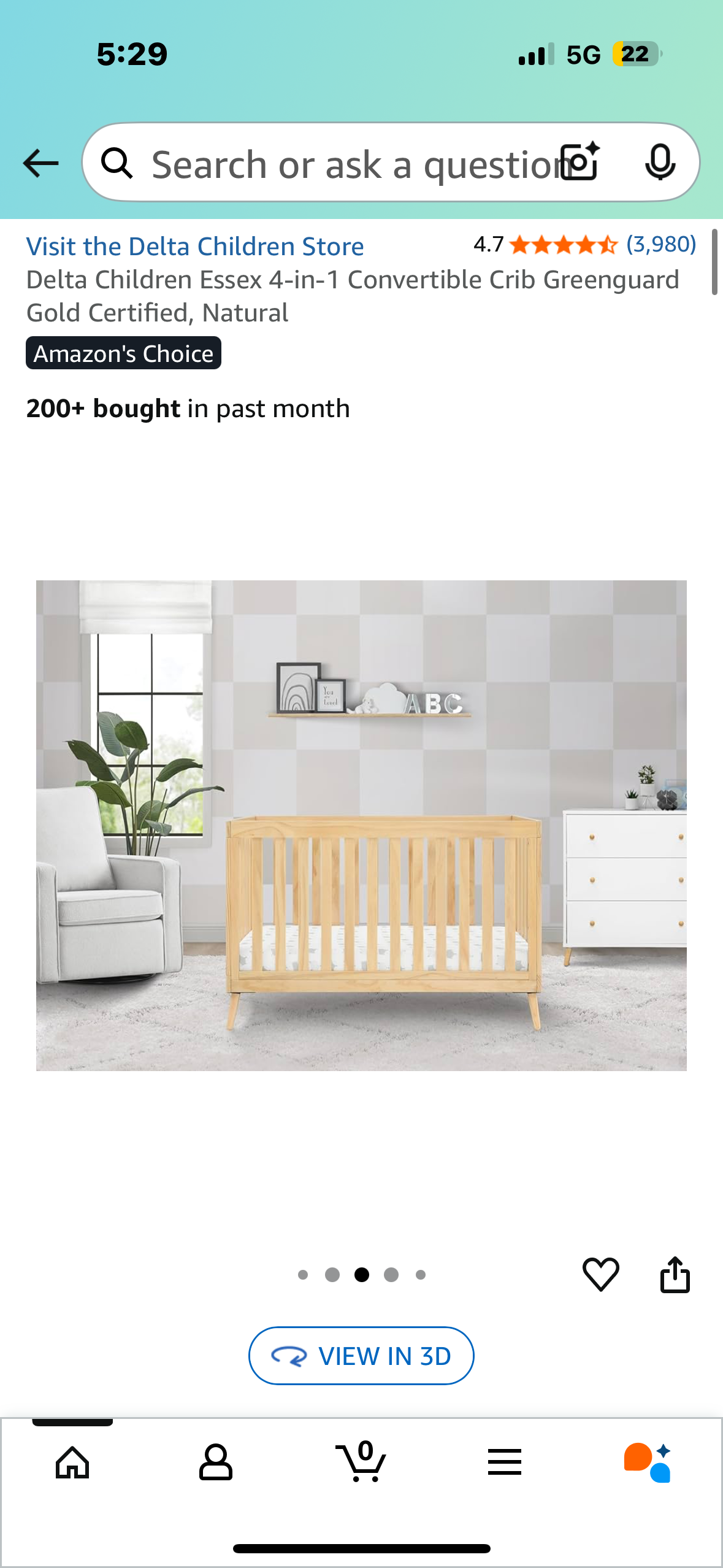 Delta Children Essex 4-in-1 Convertible Crib Greenguard Gold Certified, Natural (B1084)