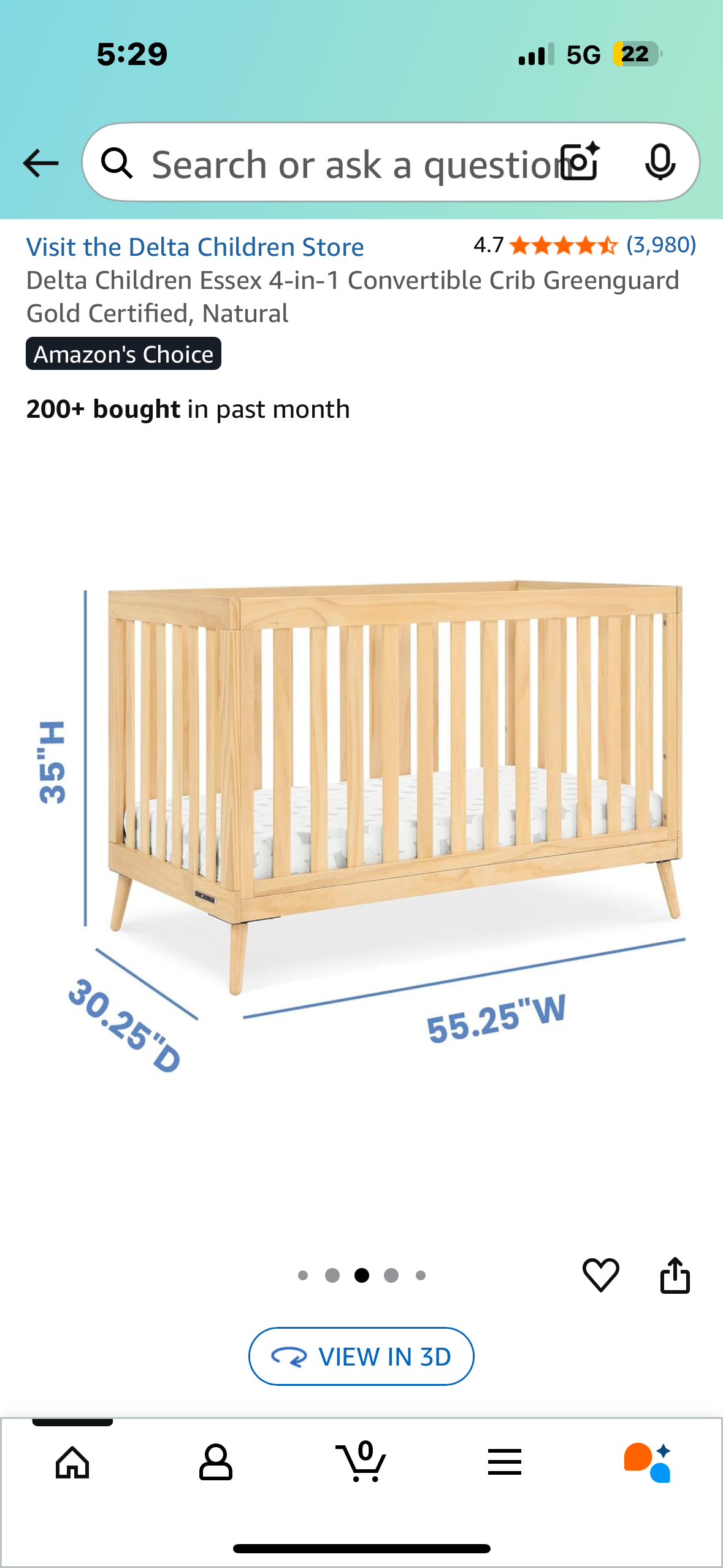 Delta Children Essex 4-in-1 Convertible Crib Greenguard Gold Certified, Natural (B1084)