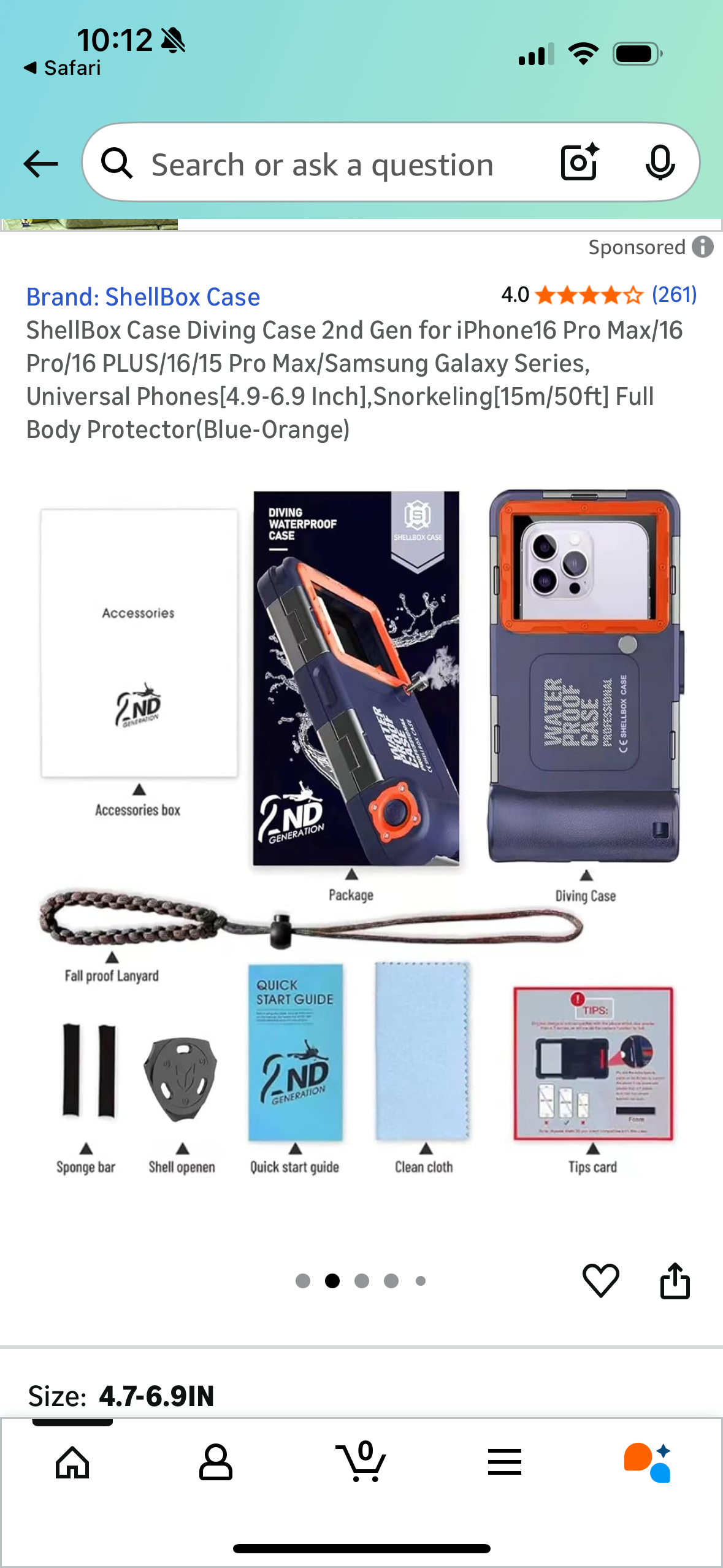 Shellbox Case 15M/50Ft Diving Snorkeling Case Compatible For IPhone 11/12/13/14/Samsung Blue