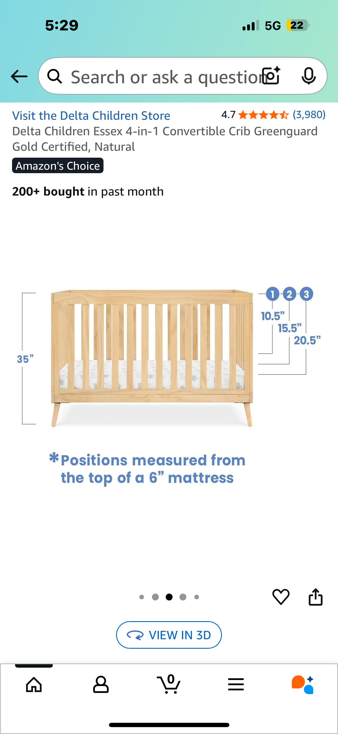 Delta Children Essex 4-in-1 Convertible Crib Greenguard Gold Certified, Natural (B1084)