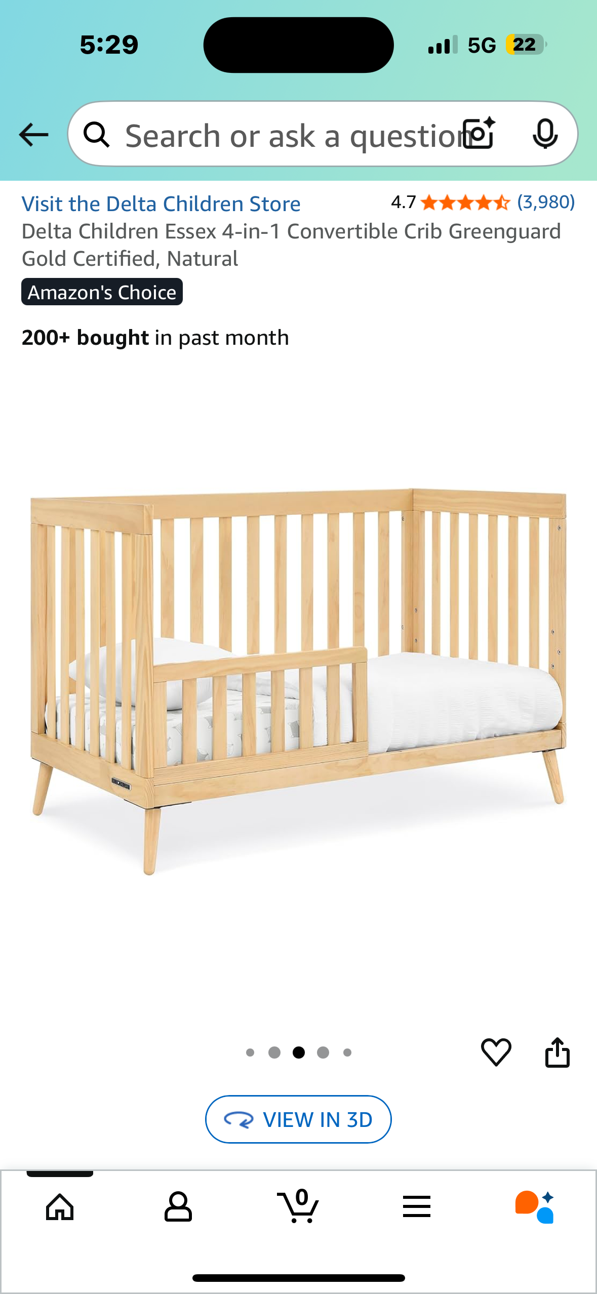 Delta Children Essex 4-in-1 Convertible Crib Greenguard Gold Certified, Natural (B1084)