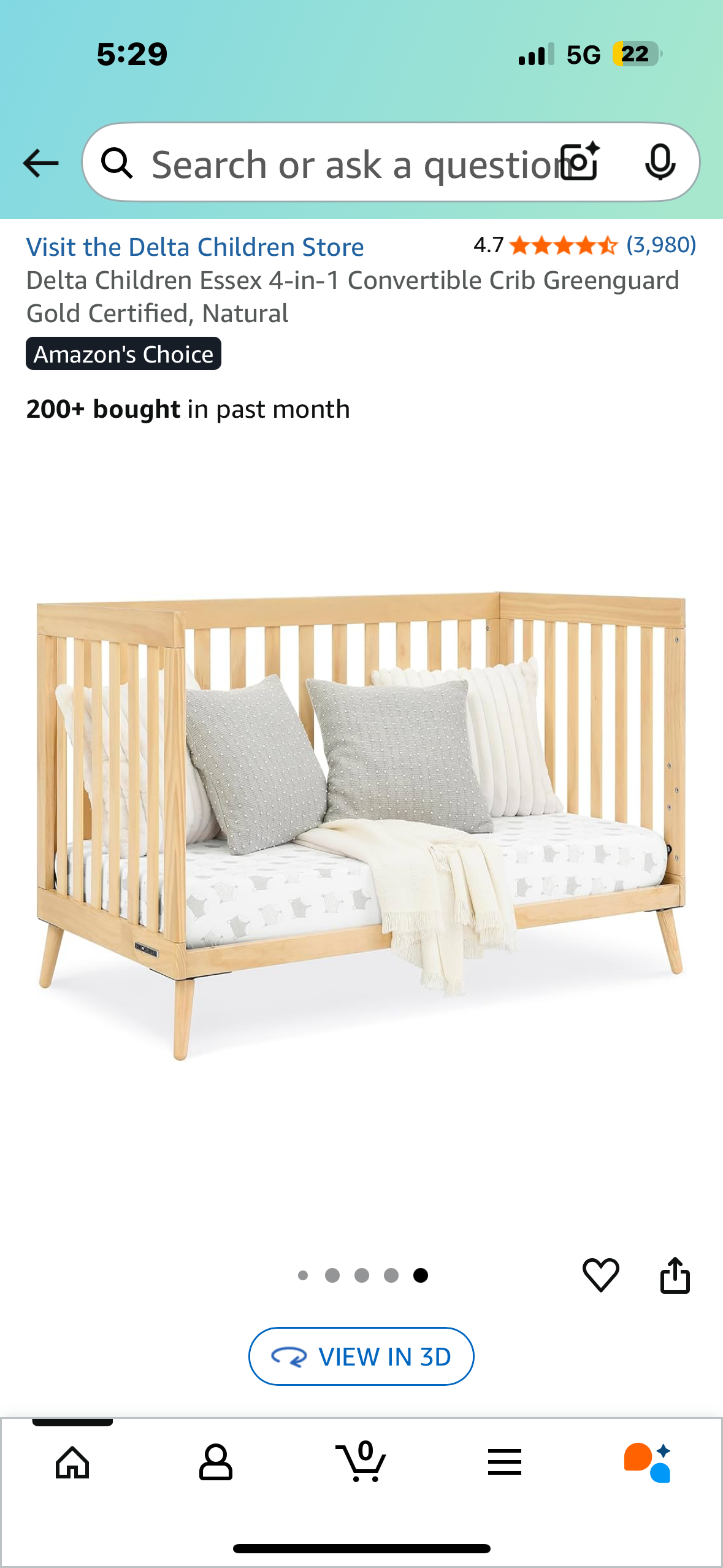 Delta Children Essex 4-in-1 Convertible Crib Greenguard Gold Certified, Natural (B1084)