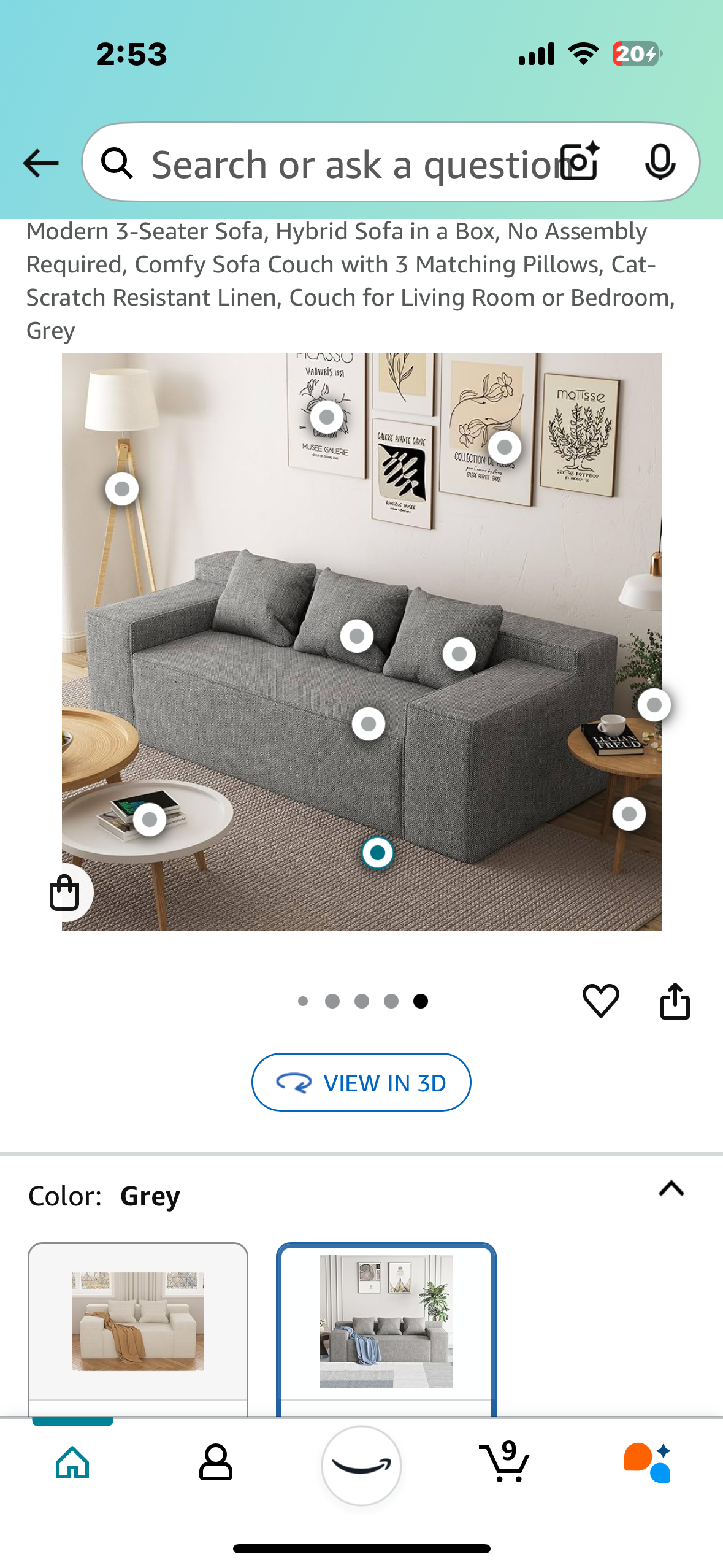 New - Modern Couch Grey 84”x24”x34” (L822)
