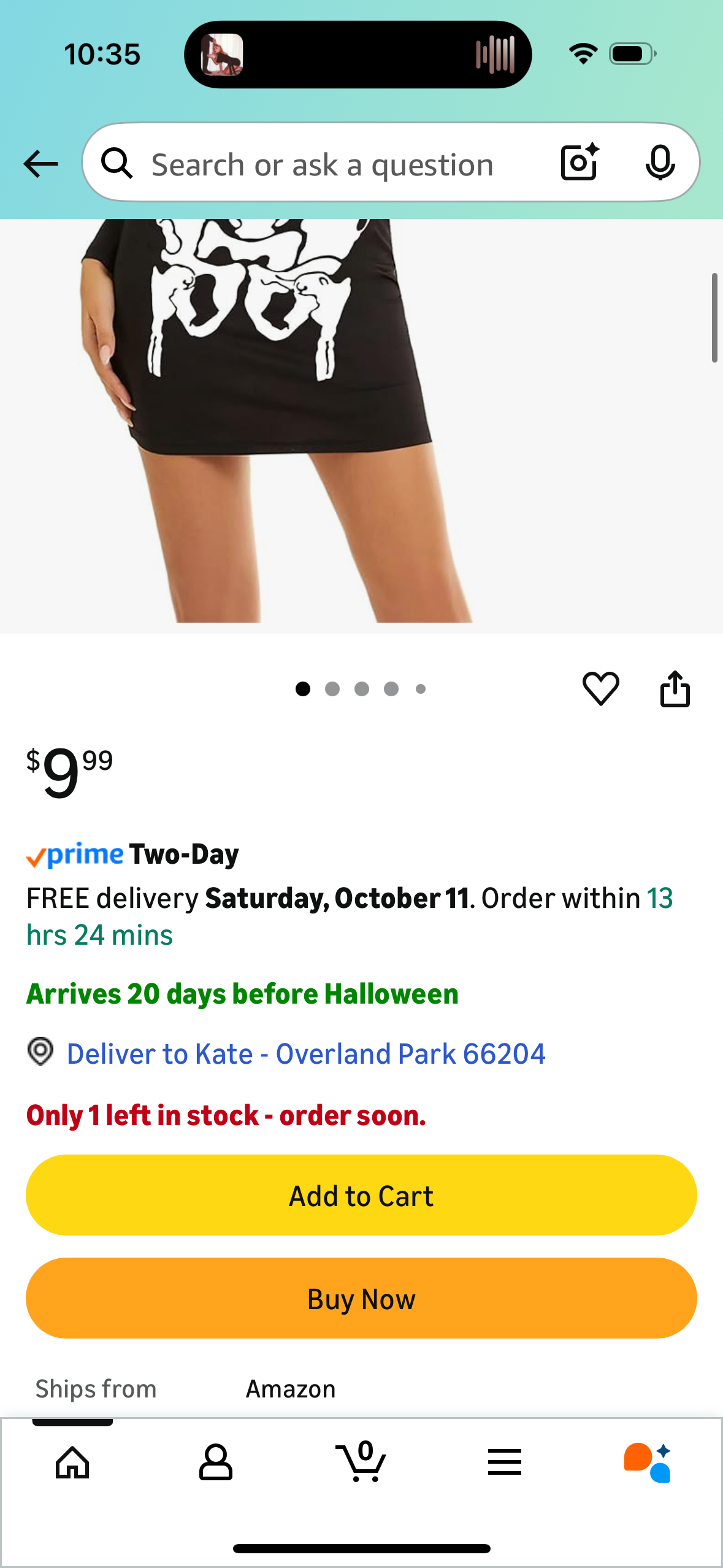 Women’s Skeleton Halloween Dress (Size Medium)