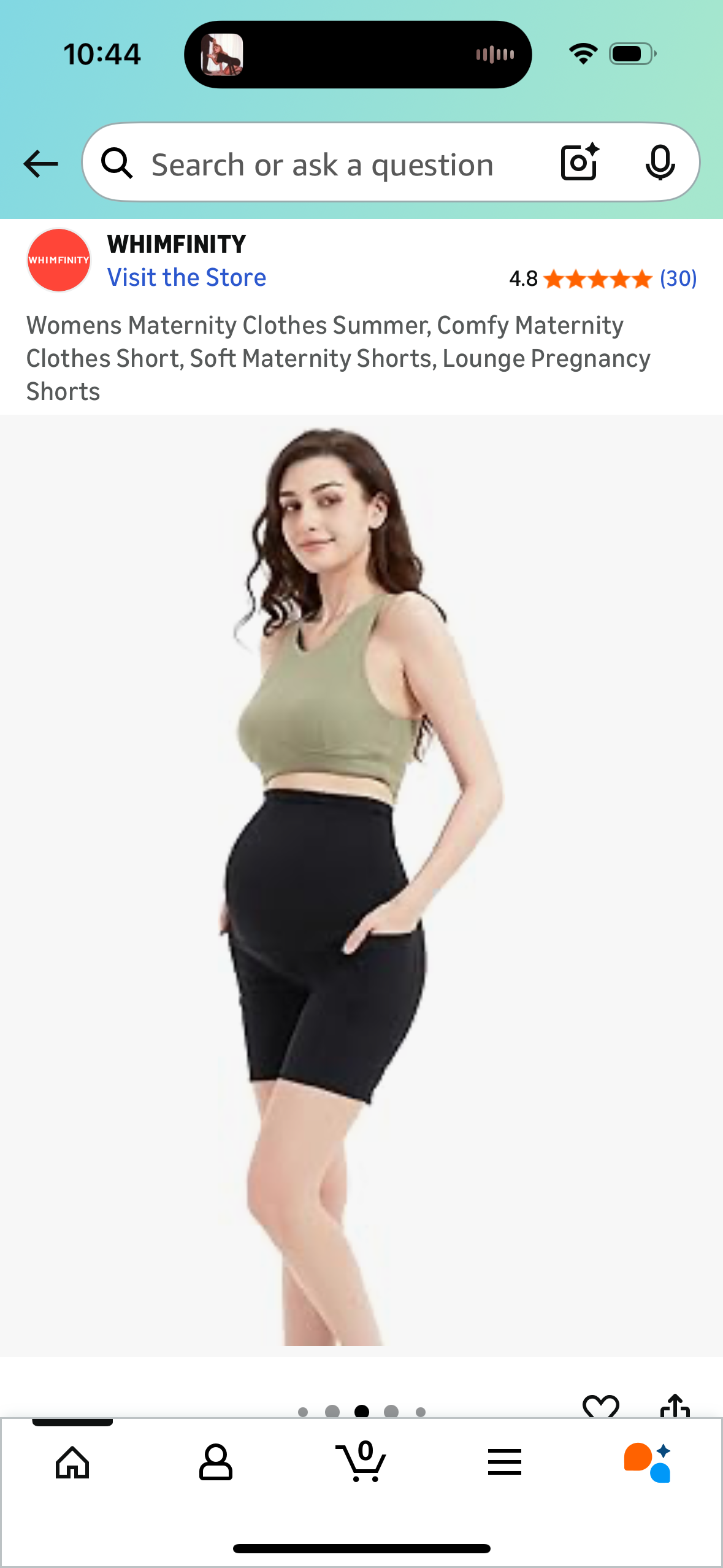 Maternity Shorts, 6” Black (Size Medium)